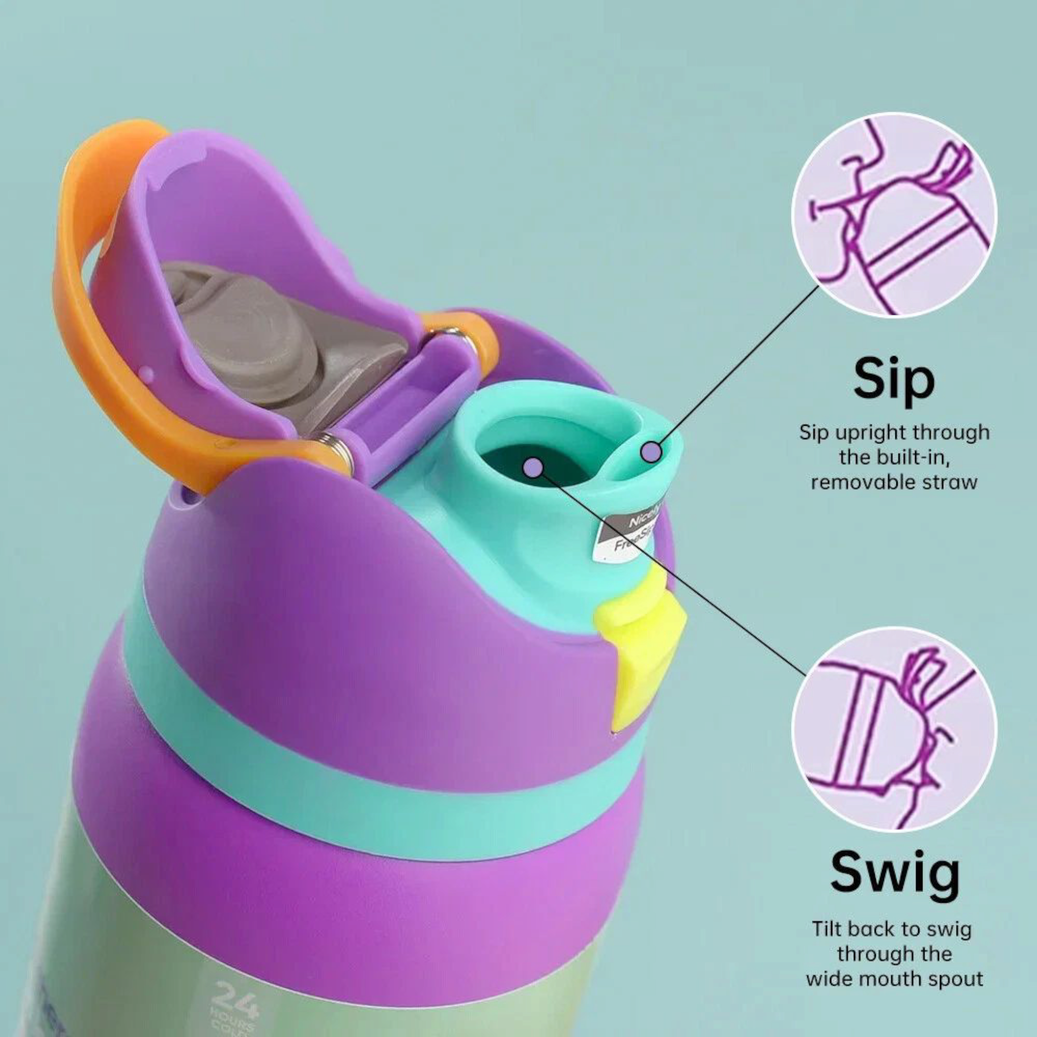 960ml Aqua Stainless Steel Double-Layer Insulated Water Bottle -1pc