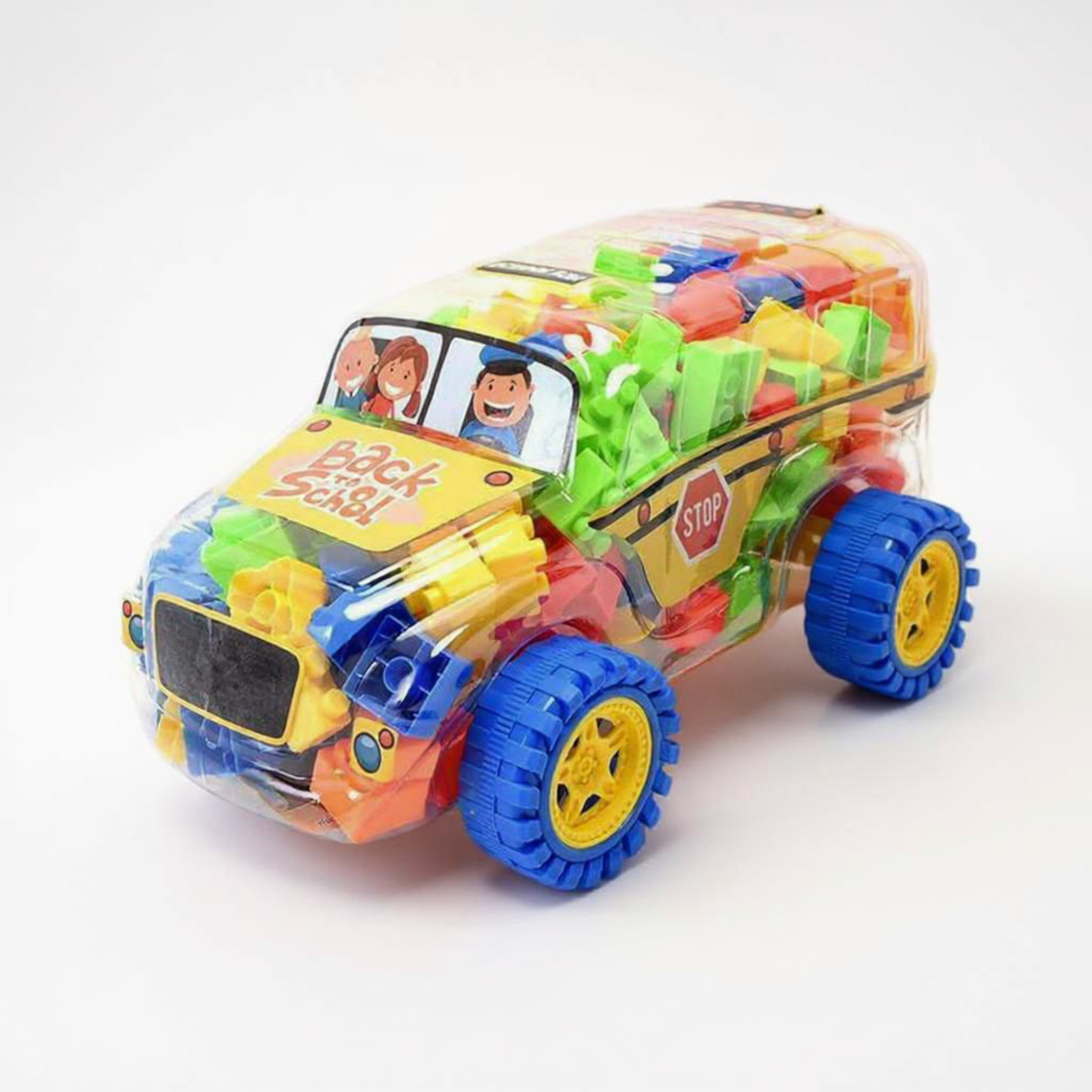 Back To School Car Shaped Container with Building Blocks