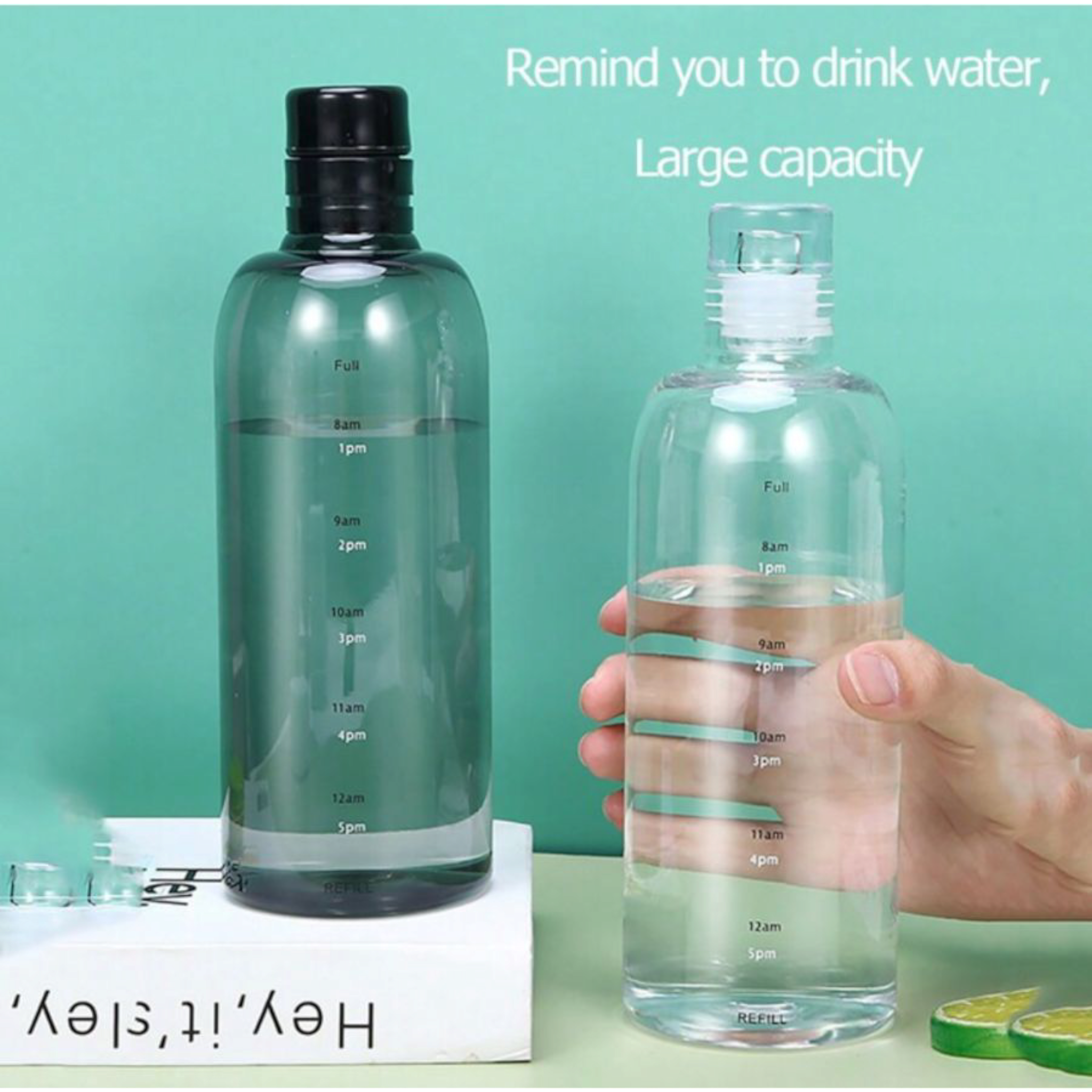 Elegant Time-Scale Sports Water Bottle Acrylic 750ml - Leak Proof 23x6.5cm