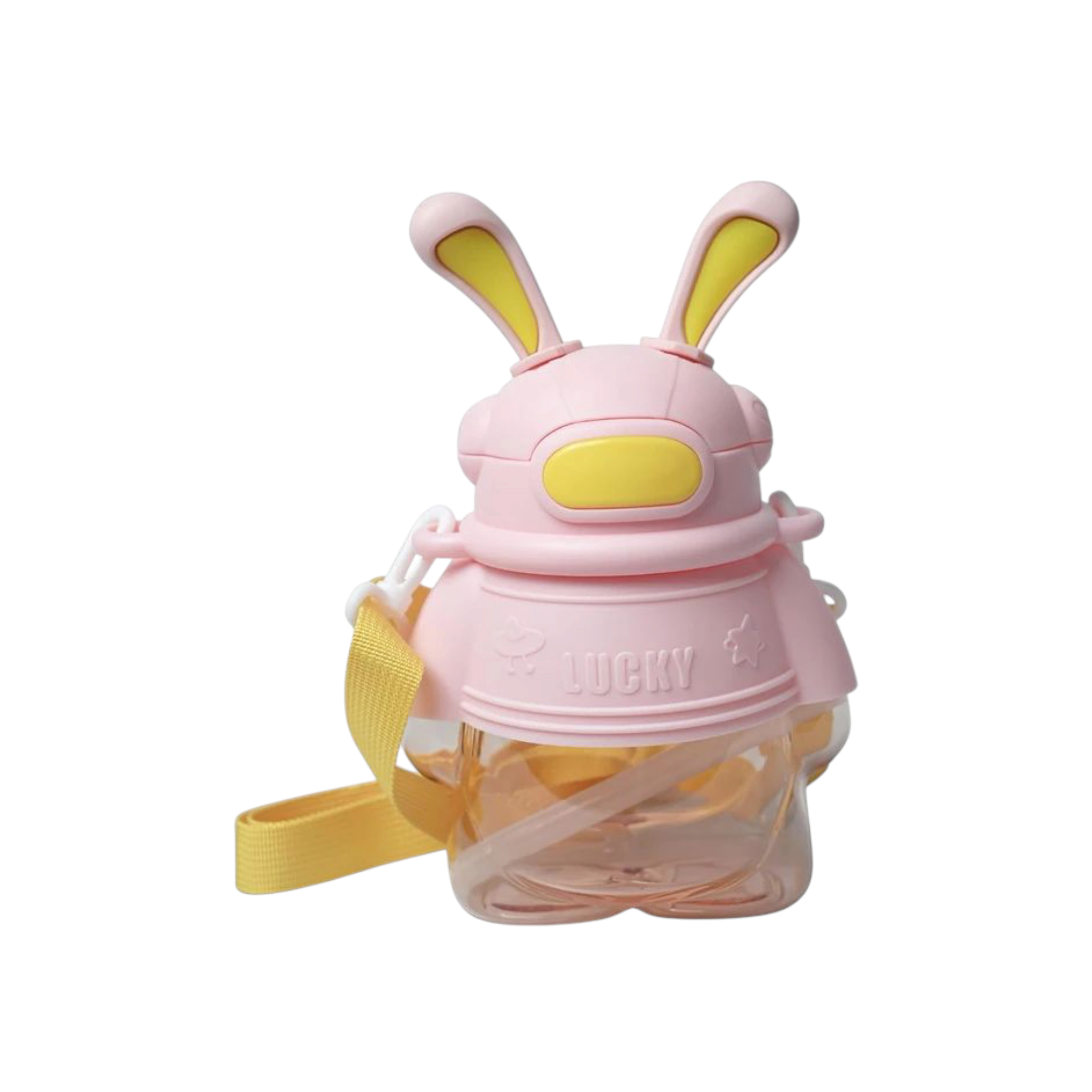 750ml Space Rabbit Cartoon Sports Water Bottle with Anti Drop Straw