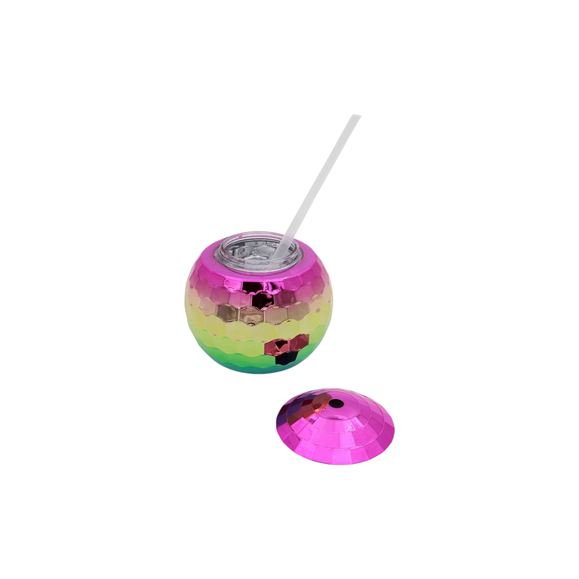350ml Rainbow Disco Ball Smoothie Cup Tumbler with Straw