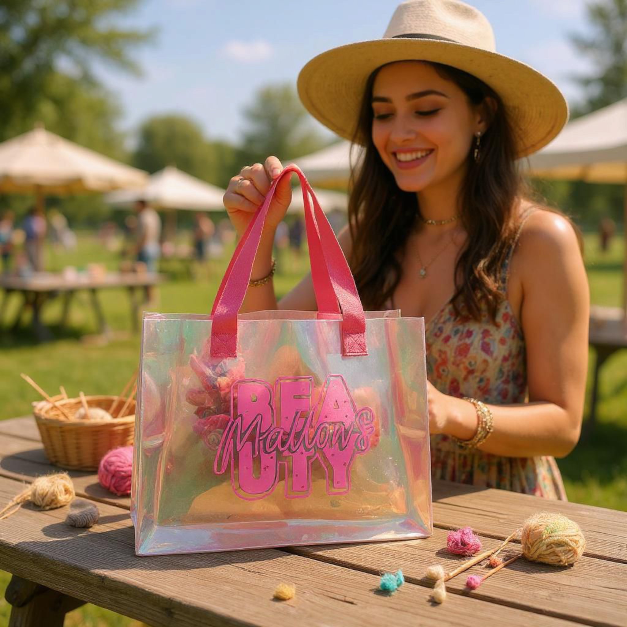 Mallows Beauty Holographic PVC Tote Bags 30x40cm