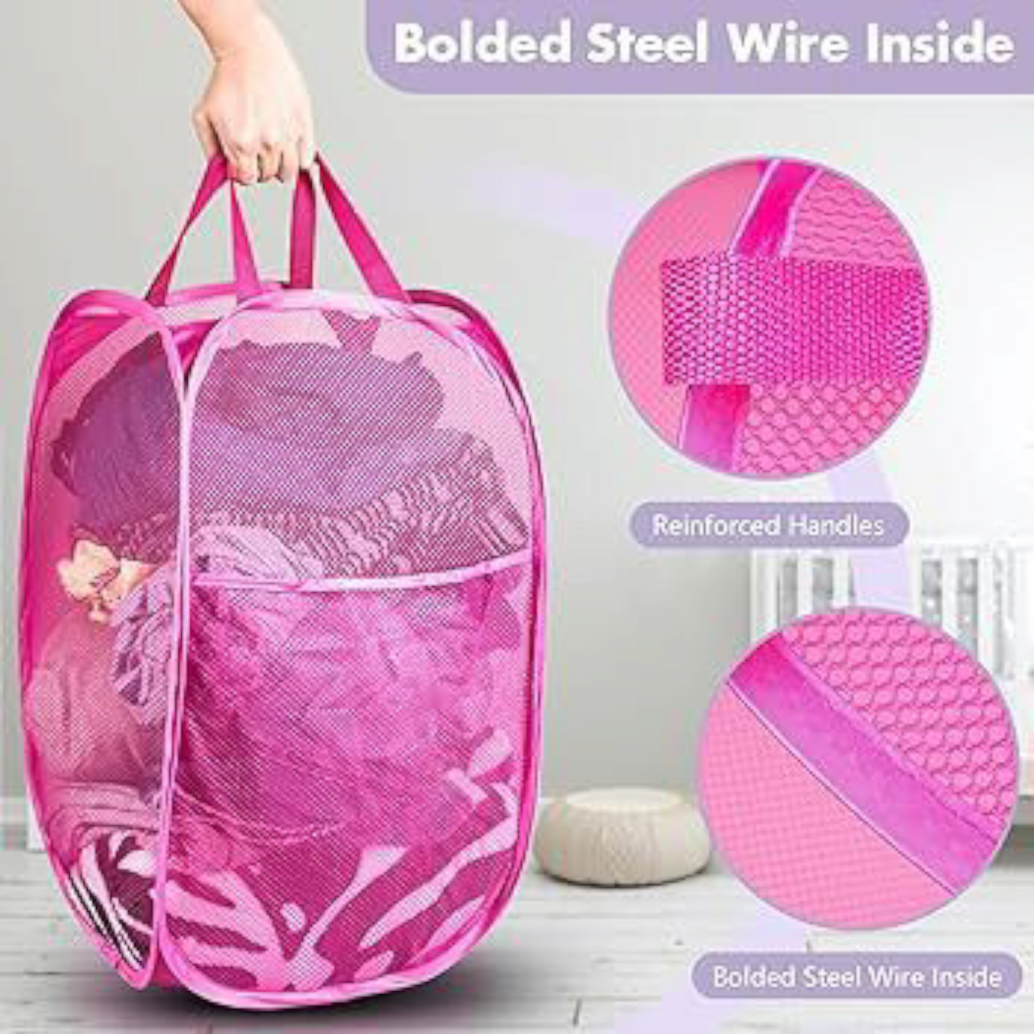 Foldable Mesh Pop-Up Laundry Basket 32x48cm