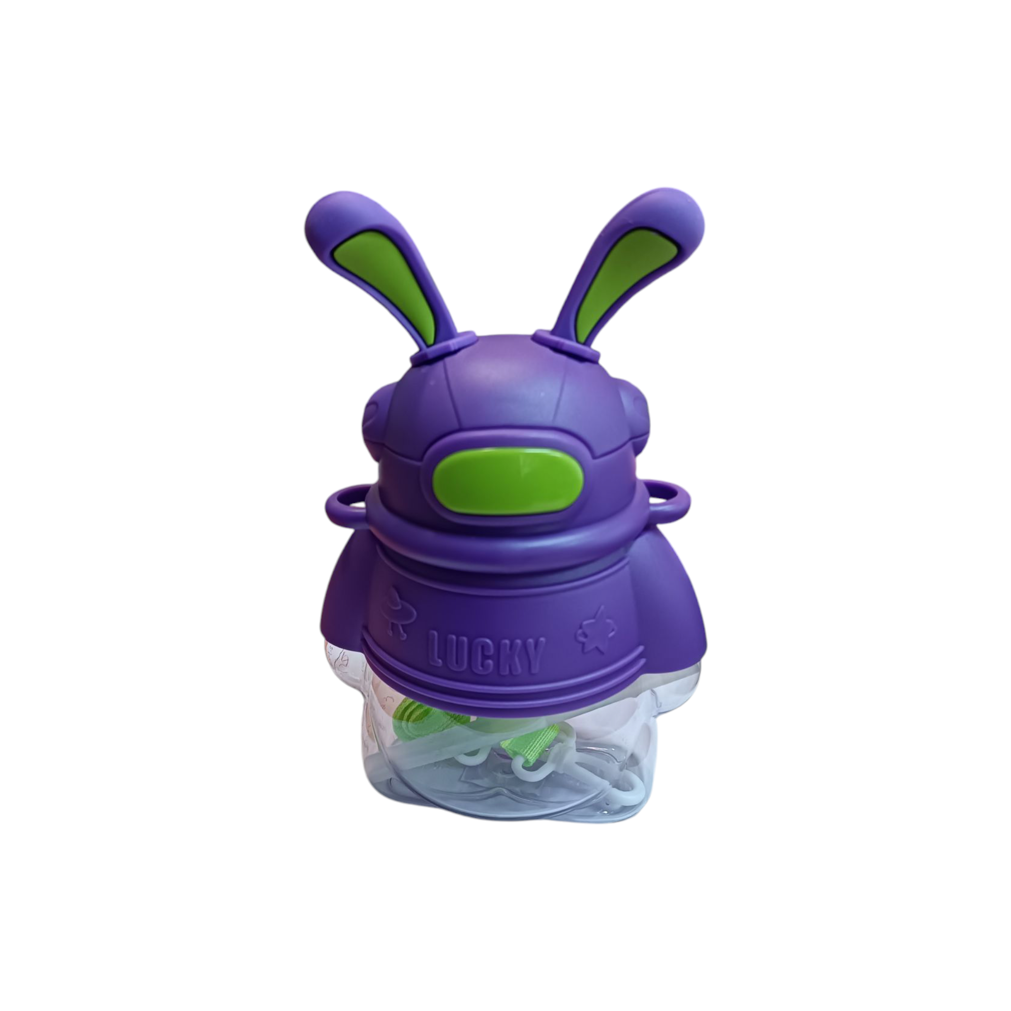 750ml Space Rabbit Cartoon Sports Water Bottle with Anti Drop Straw