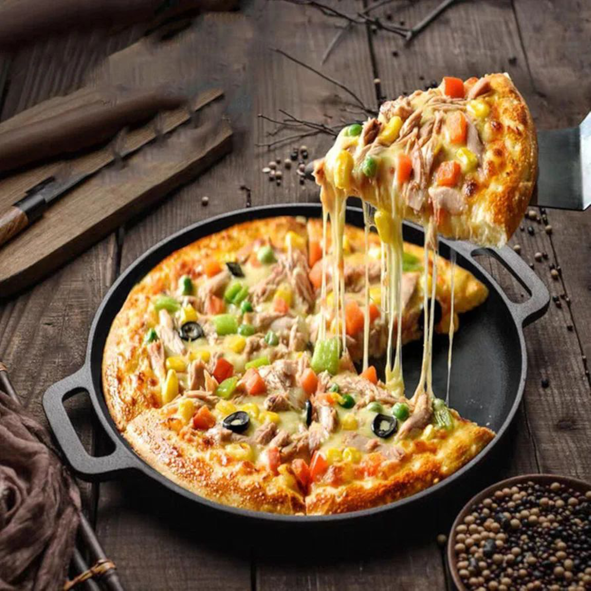 Totai Cast Iron Double Handle Pancake Pan Large 33cm