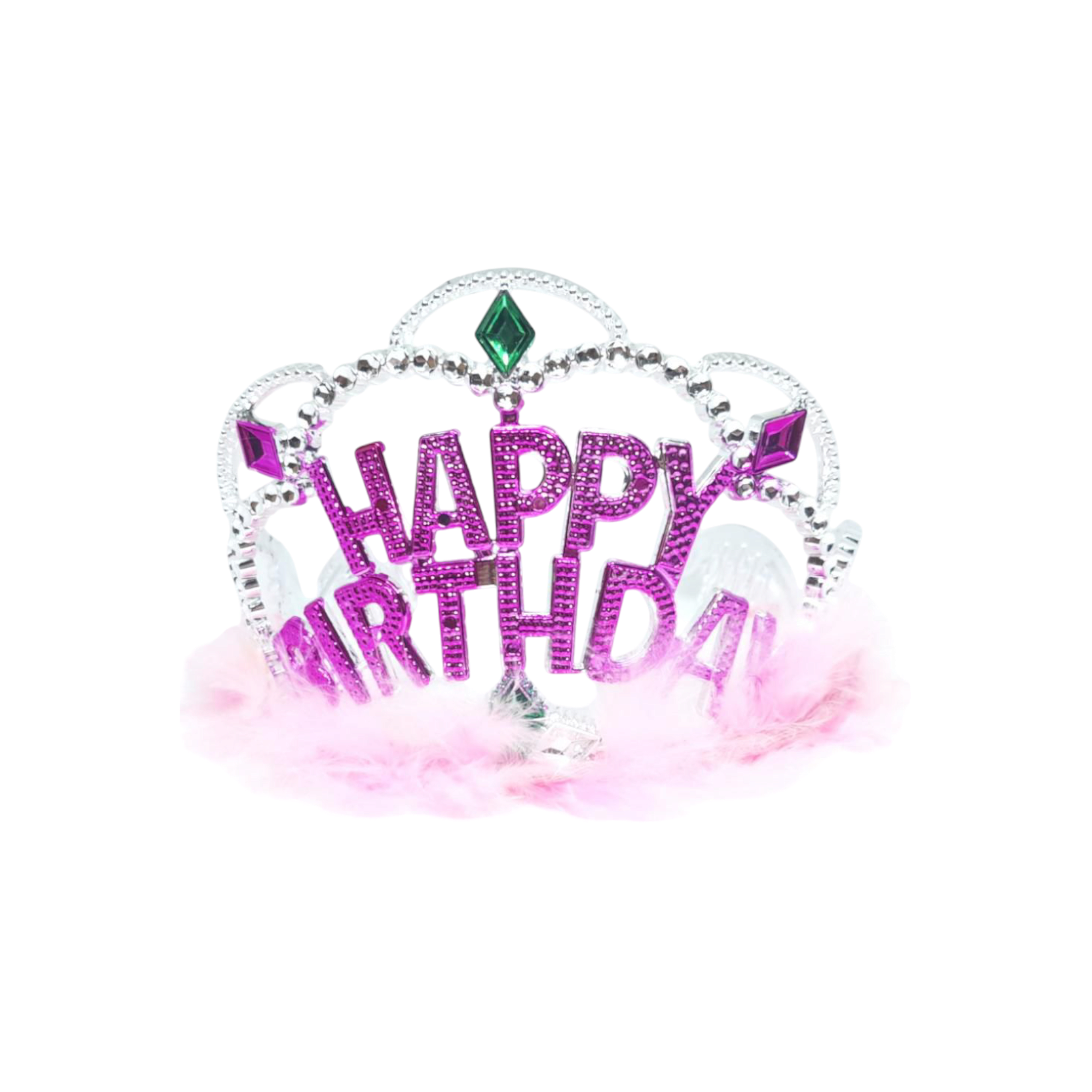 Plastic Crown Happy Birthday Feather
