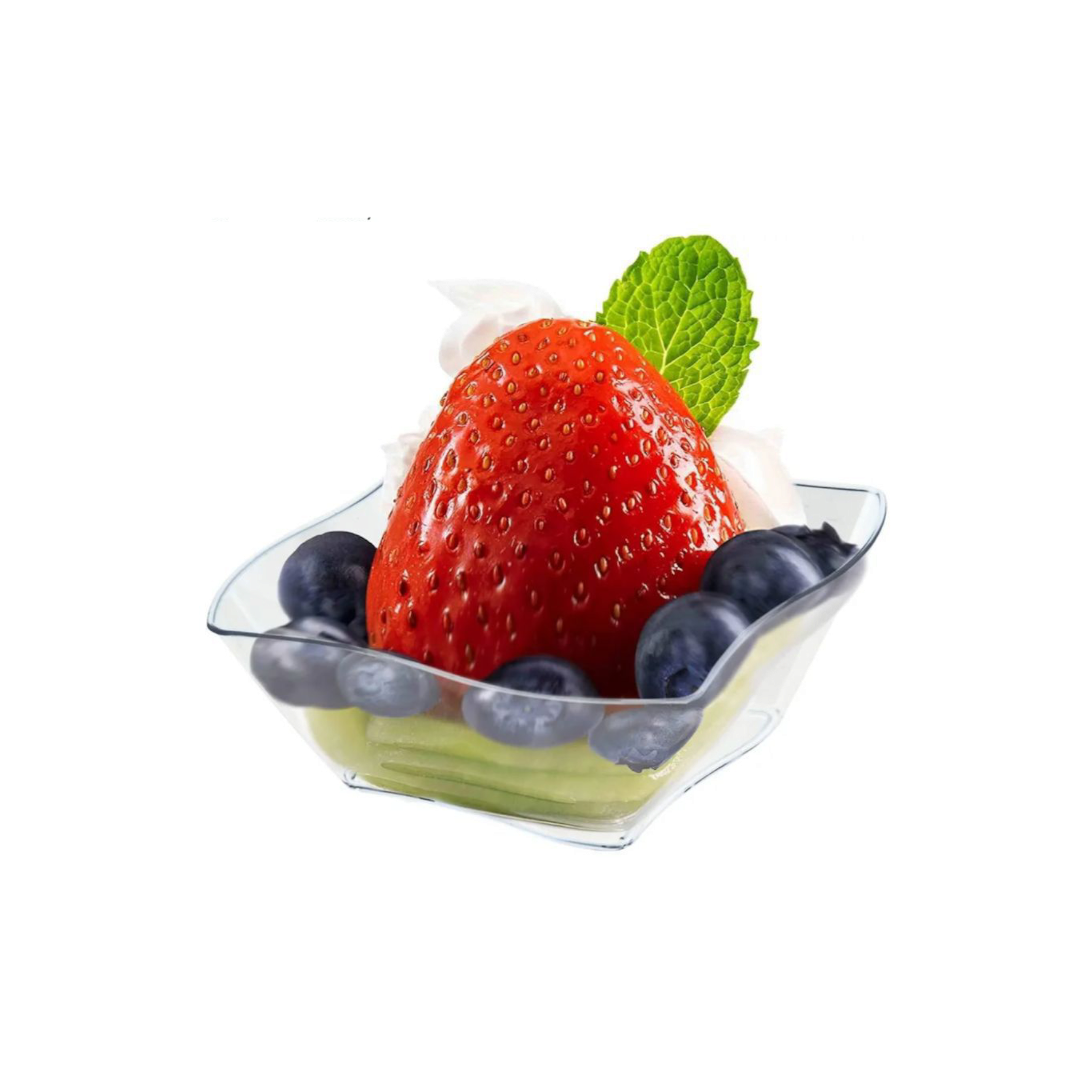 Acrylic Wavy Mini Reusable Dessert Plates 148ml 10pack 9x9x3.5cm