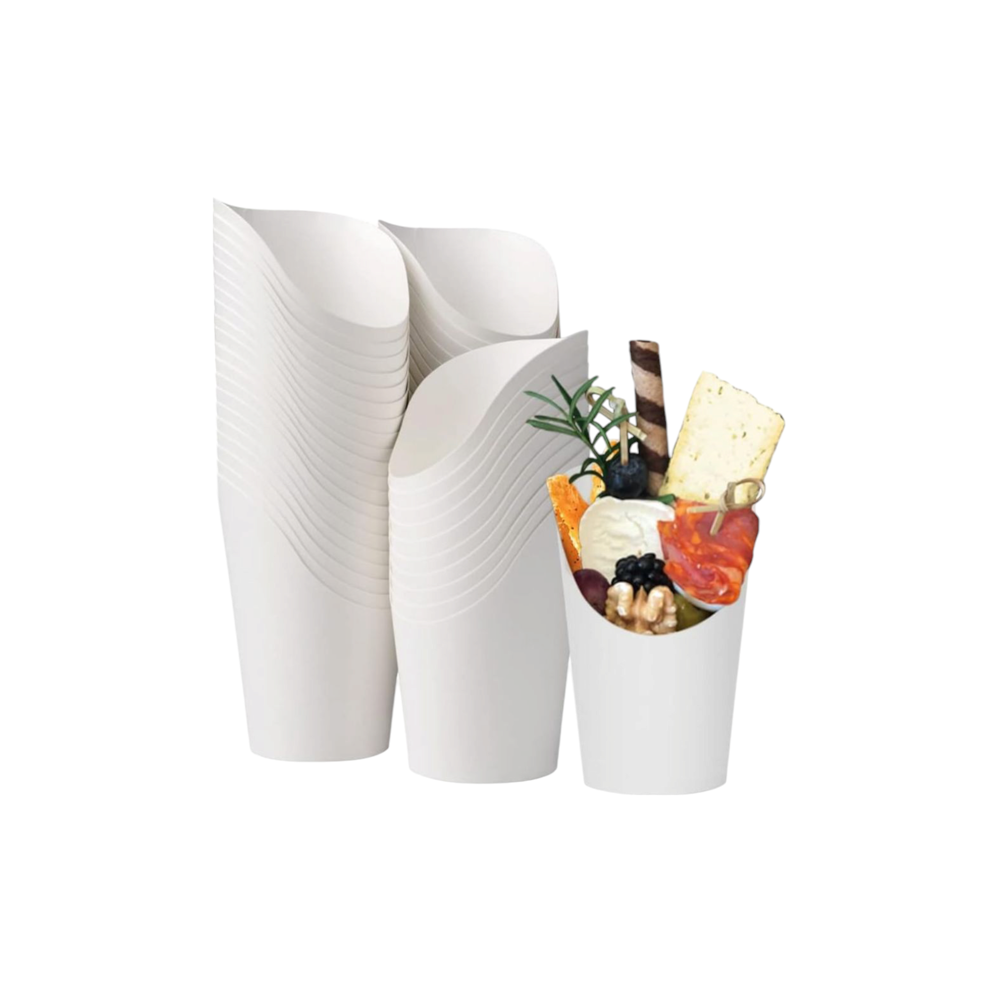 Disposable Kraft French Fries Takeaway Cups 13.8x5.8cm 10pcs
