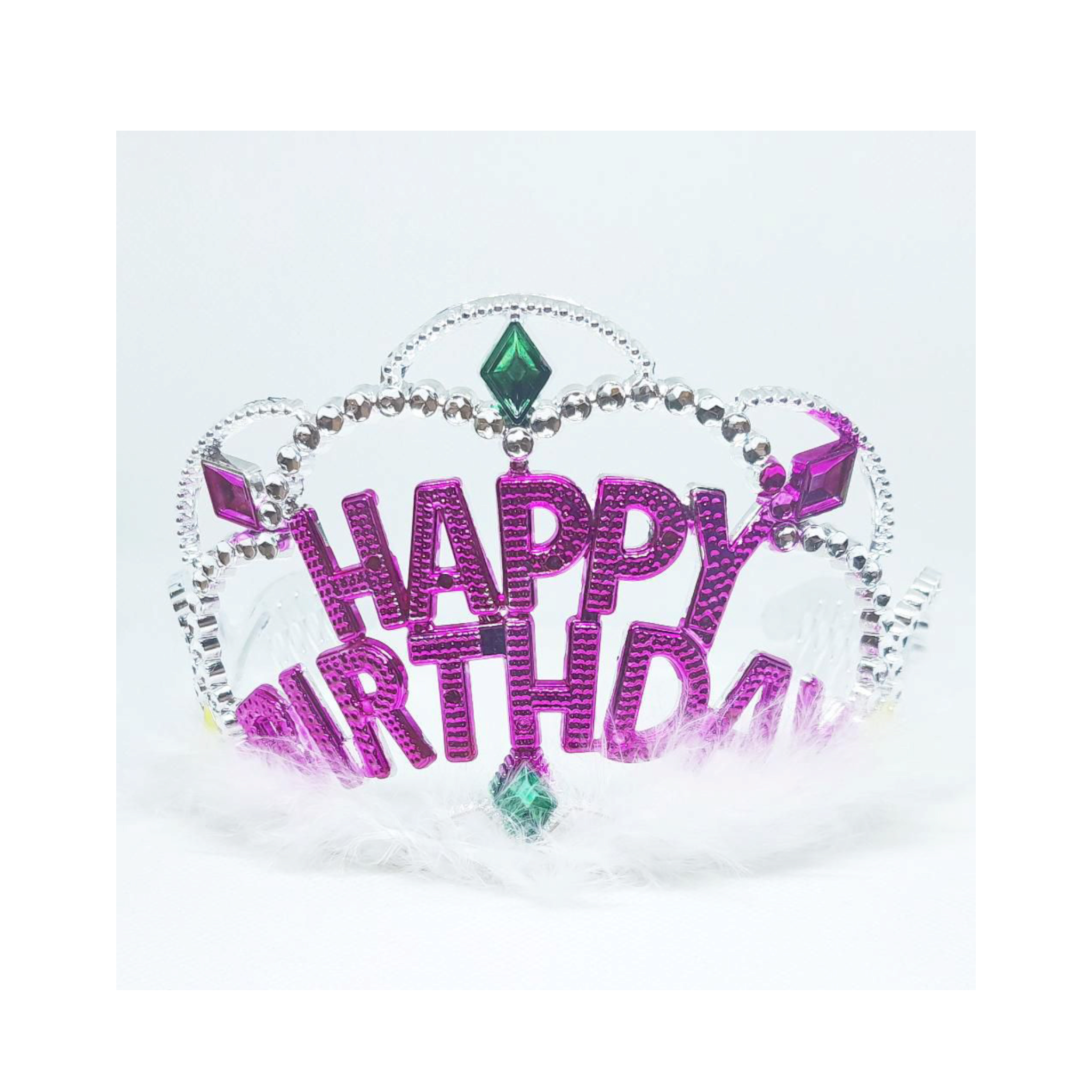 Plastic Crown Happy Birthday Feather