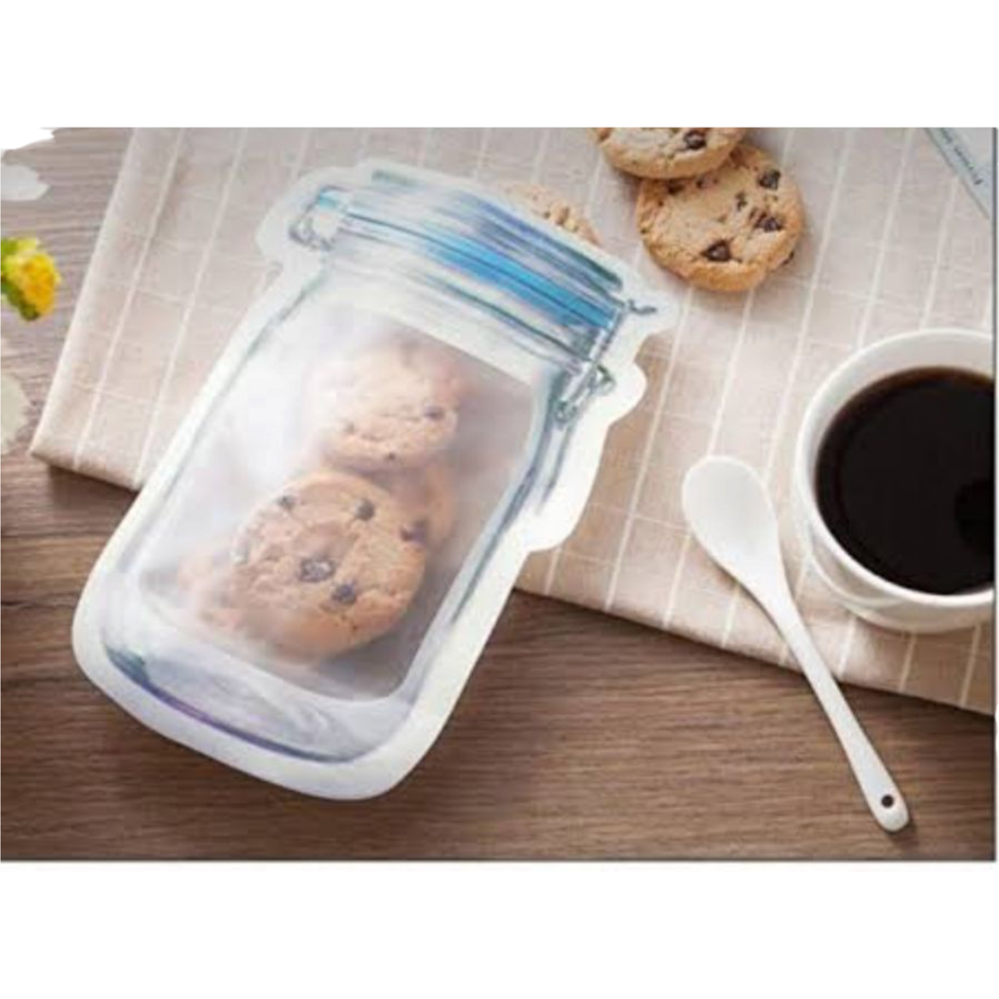 Pouch Bags Jar Shape 16.8x24.8cm Flat lay Food Saver Storage Zipper 12pack