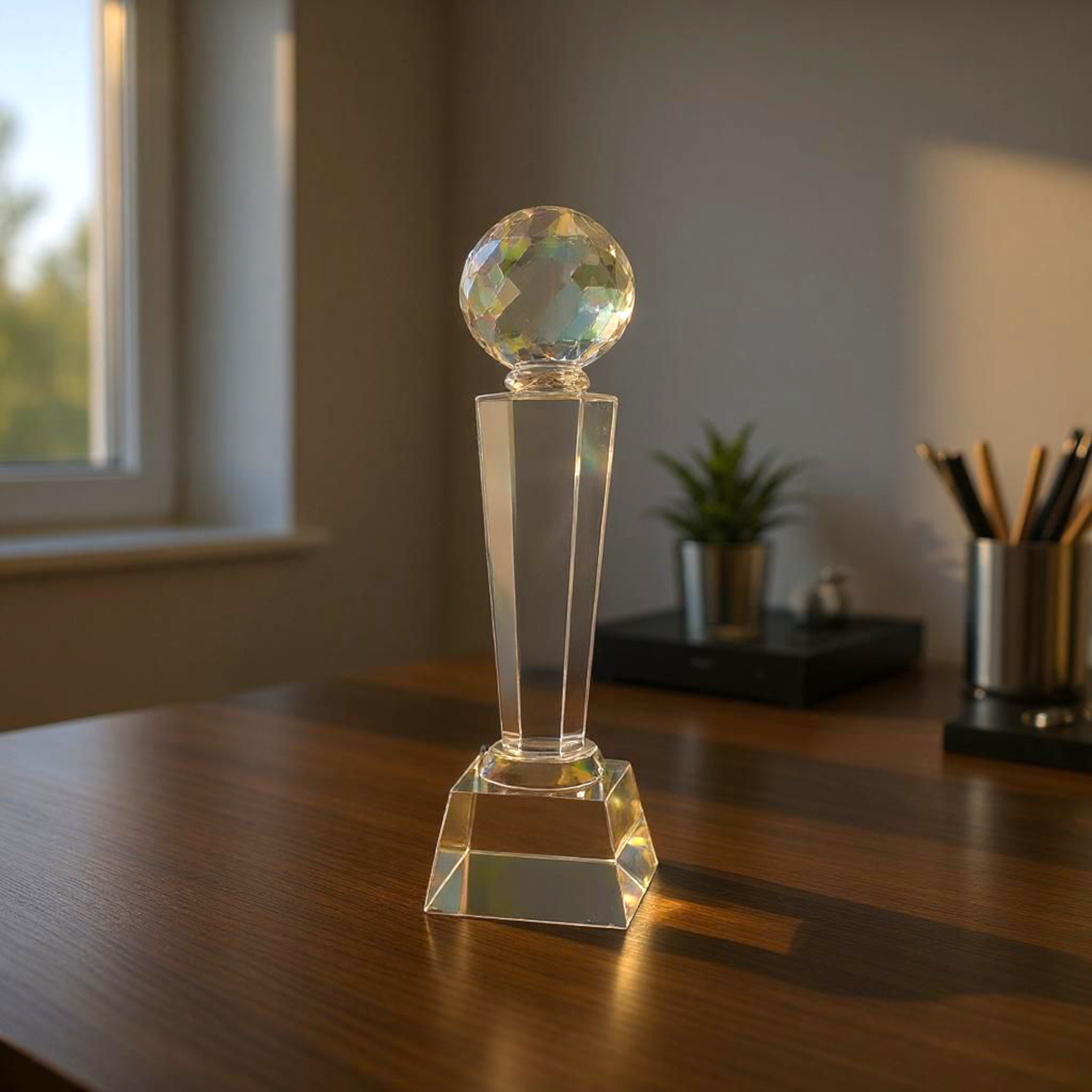 Glass Football/Globe Trophy 29cm DL-008