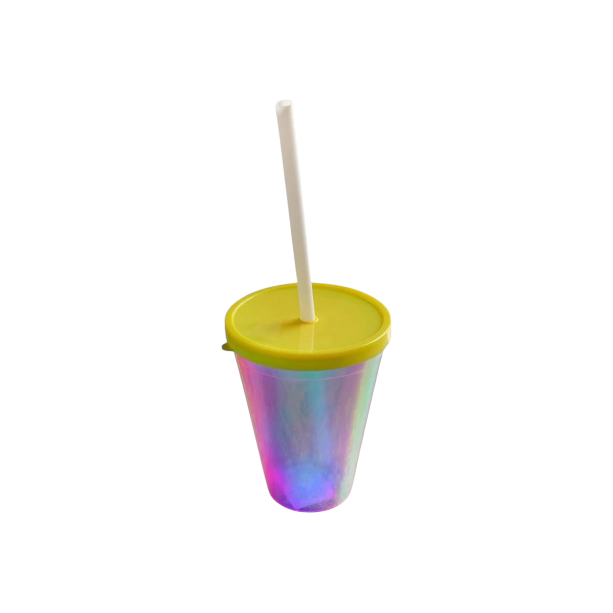 420ml  Hologrpahic Drinking Cup Tumbler with Colour Lid & Straw