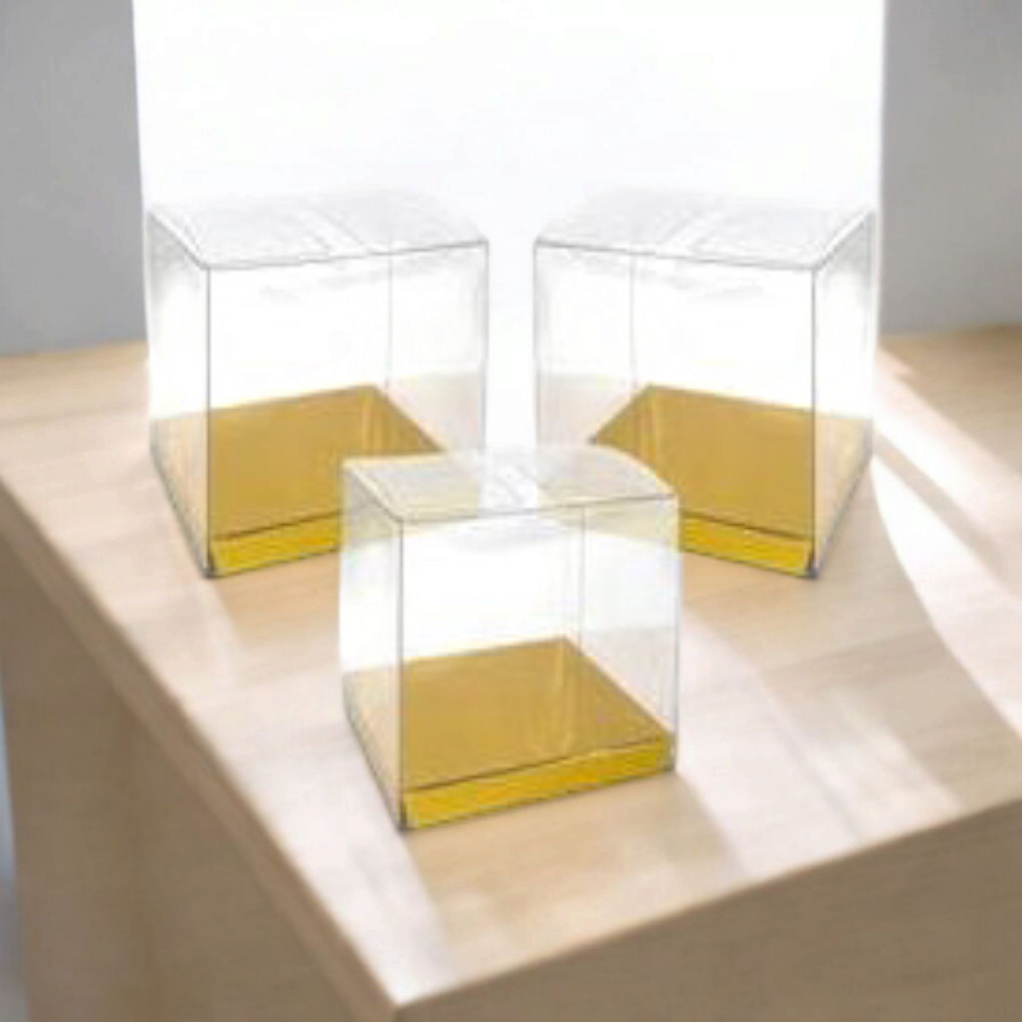 PVC Gift Box Transparent with Gold Cardboard Base