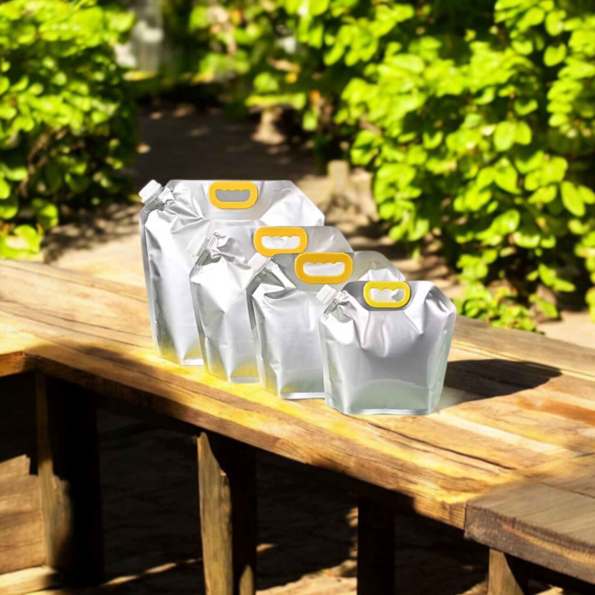 Stand-Up Beverage Carry Pouch Bag Silver Food Grade with Side Spout