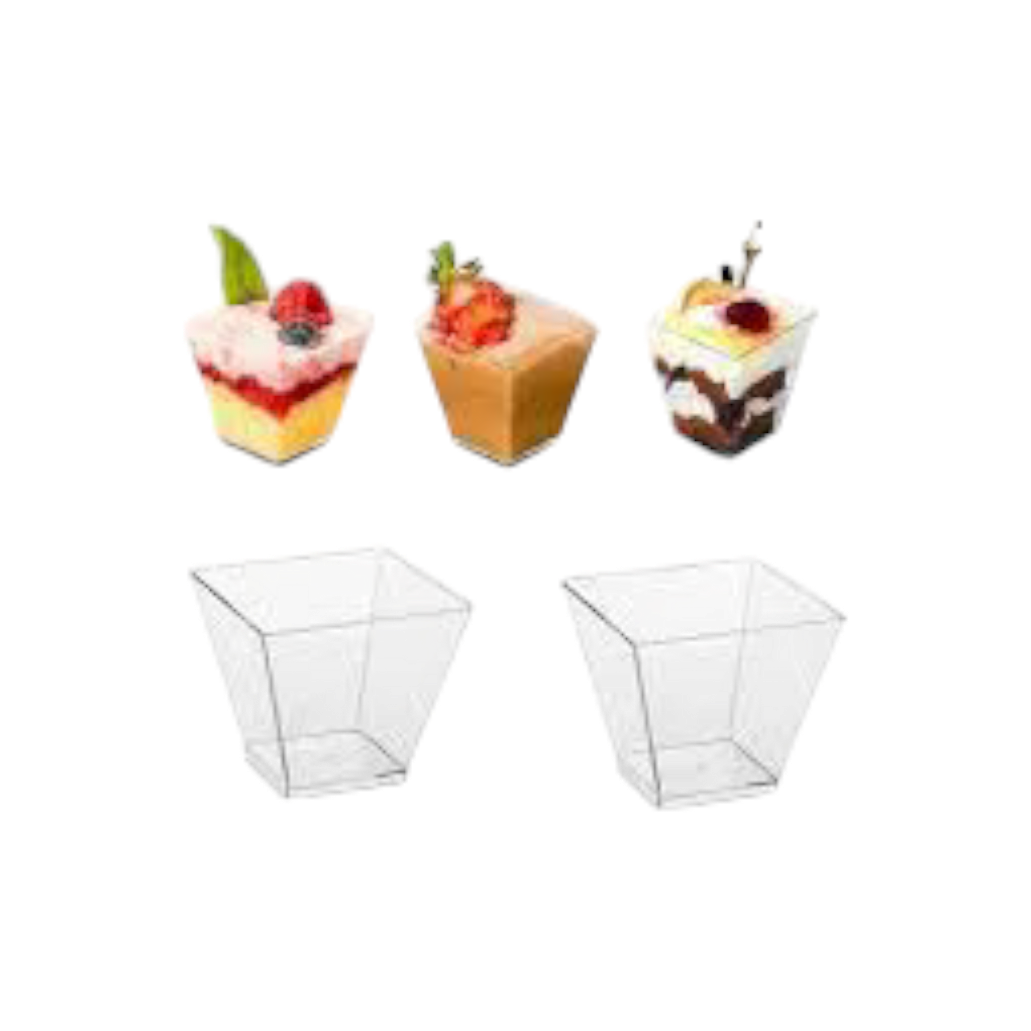 Acrylic Plastic Mini Square Clear Reusable Plastic Dessert Cups 60ml 10Pcs 5x2.8x4.5cm