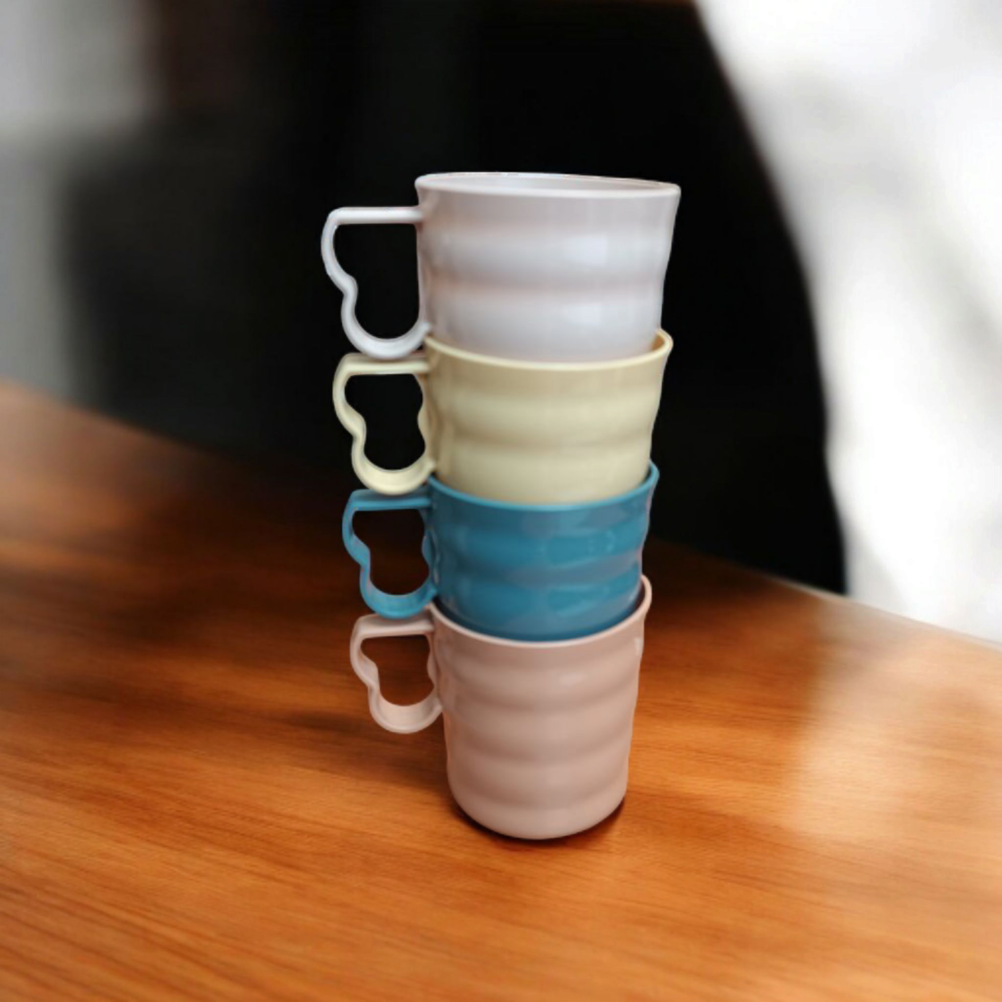 Pastel Picnic Plastic Stackable Tumbler Cups 4pc Set 7.5x8.5cm 300ml