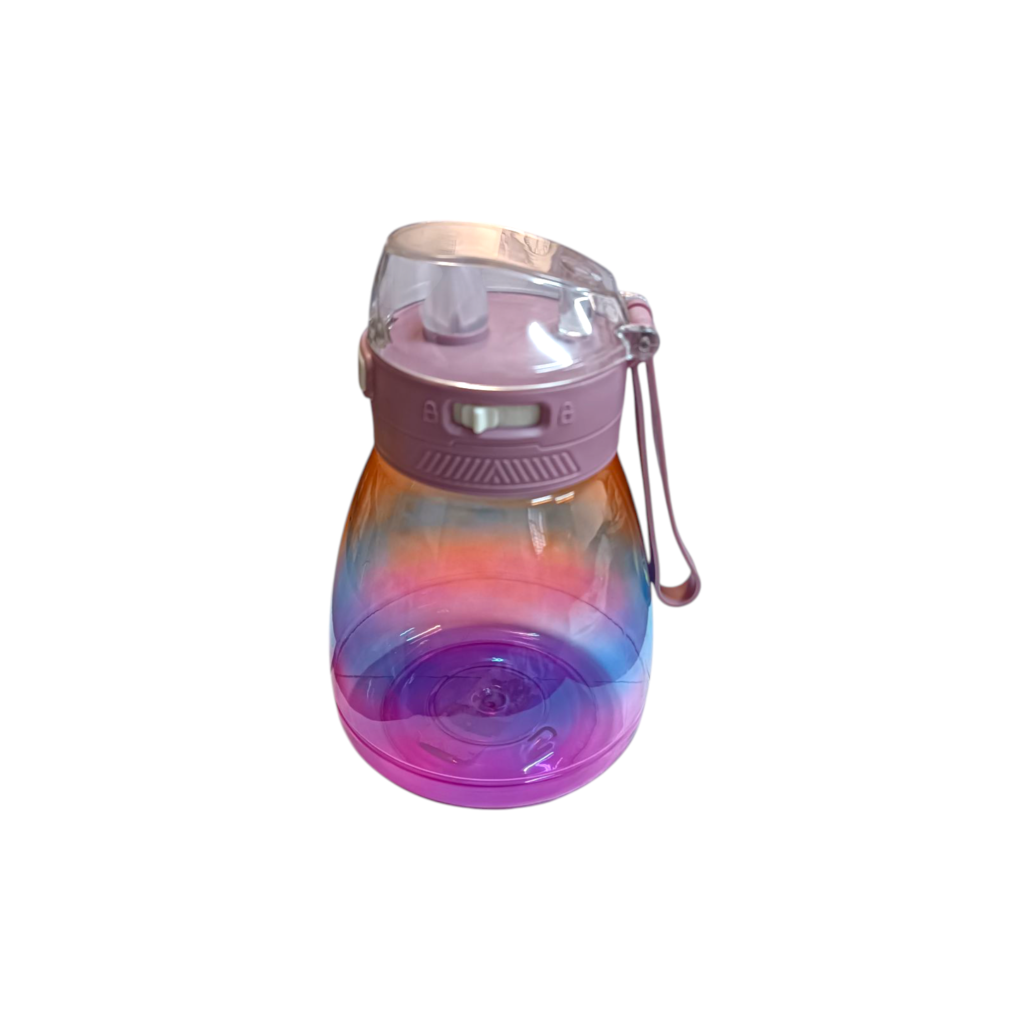 Multicolour Plastic Water Drinking Bottle with Straw 11x17cm