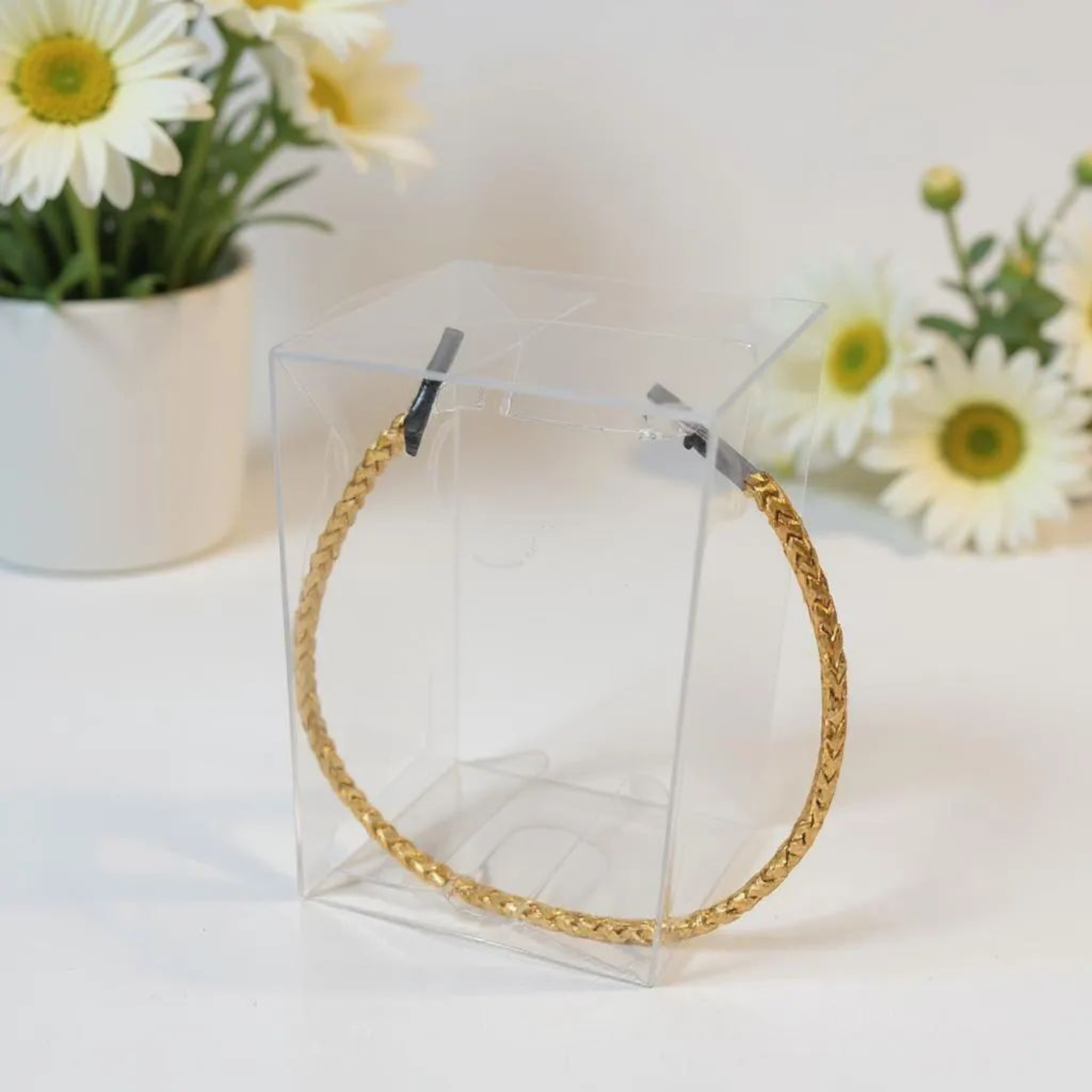 PVC Gift Box Transparent with Gold Cardboard Base & Rope String Handle 12pack