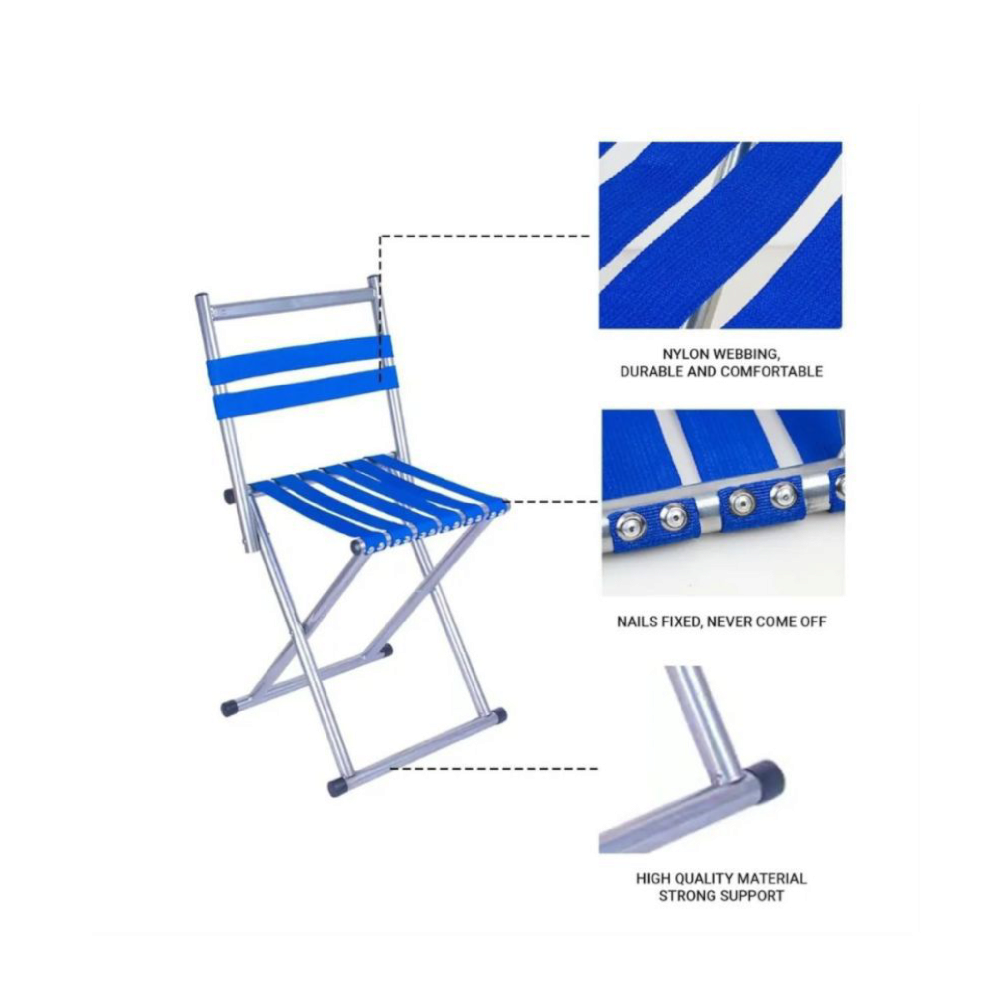 Portable Camping Steel Folding Chair 50x34x42cm