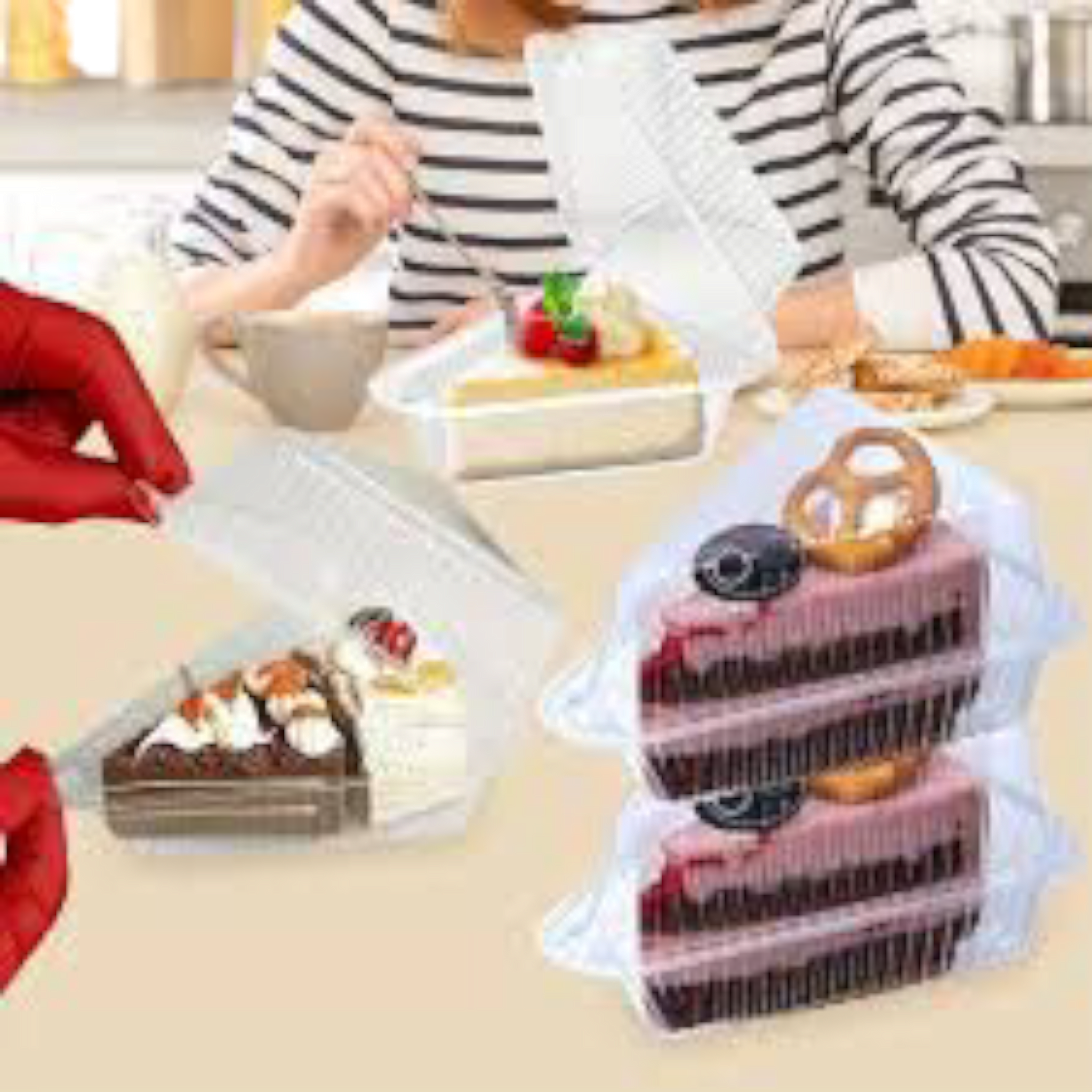 Triangle Pastry Takeaway Food Box 10x7cm Clamshell Hinged Mini Slice Mousse Cake Box 10pack