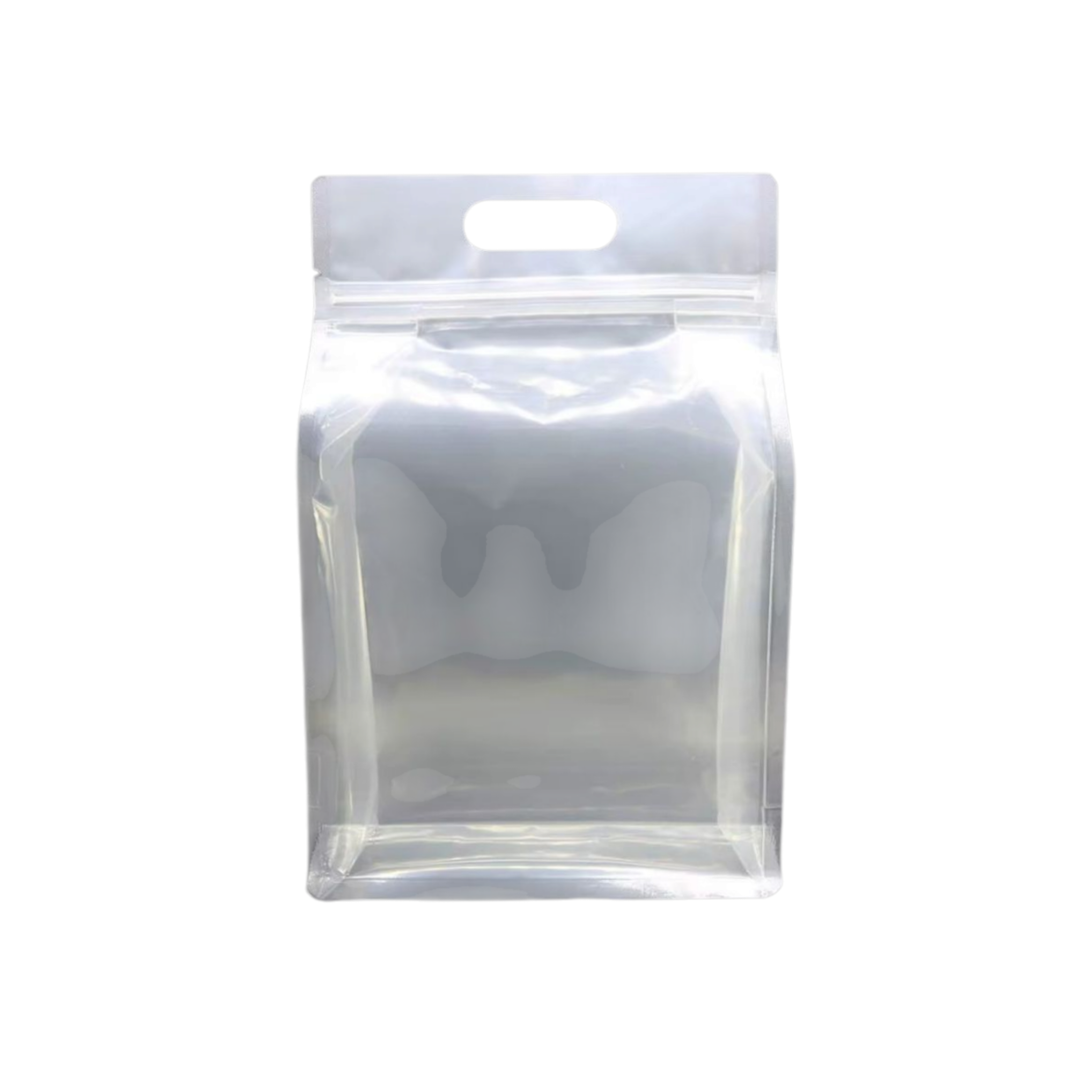 Food Grade Zip Lock Stand-Up Carry Pouch Plastic Bags Portrait Transparent with Handle Flat Bottom Gusset 10pack Resealable