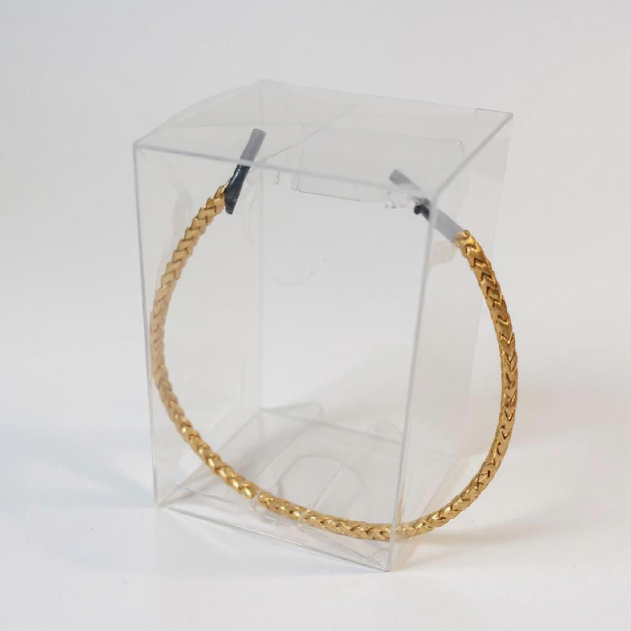 PVC Gift Box Transparent with Gold Cardboard Base & Rope String Handle 12pack