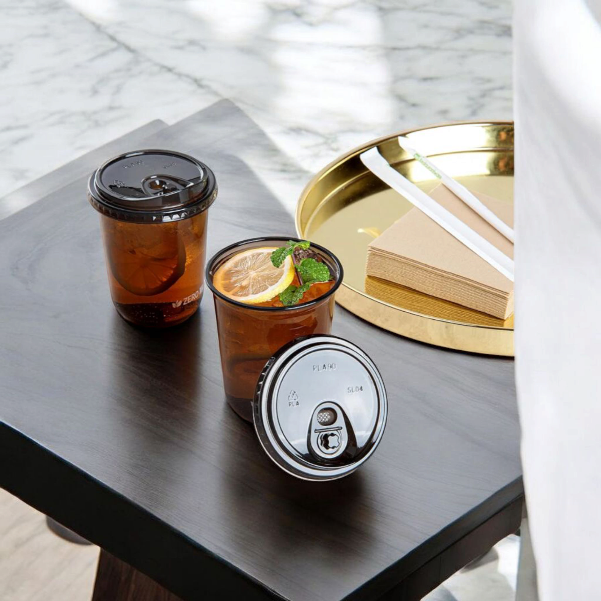 Disposable Sippy Cup Lid Transparent PLA Black 90mm 10pc