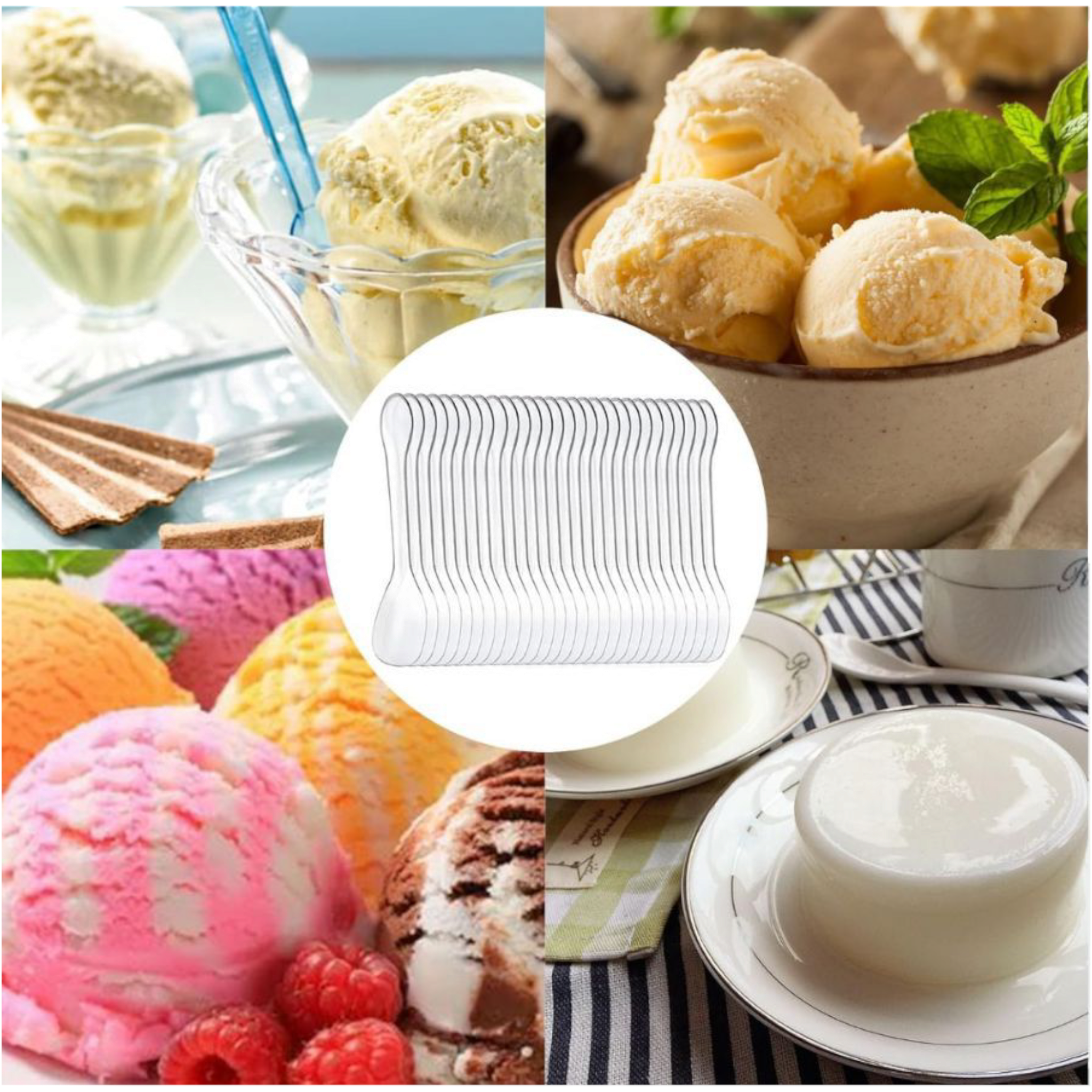 Acrylic Dessert Spoons Clear 9.5x2cm 100pack