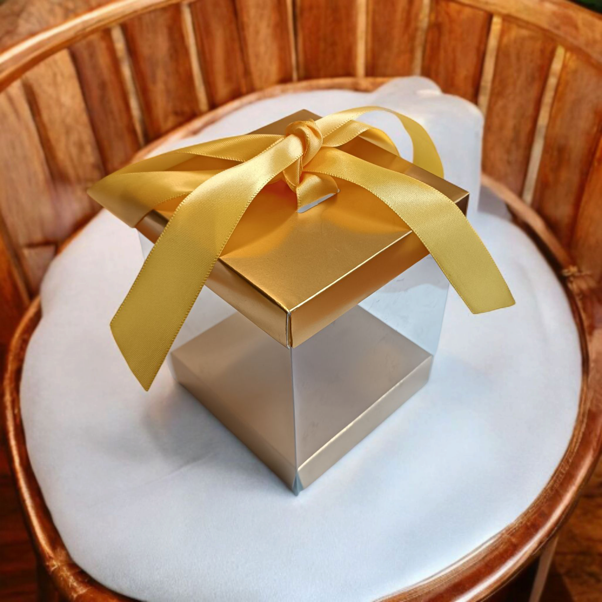 PVC Gift Box Clear with Gold Cardboard Base & Lid