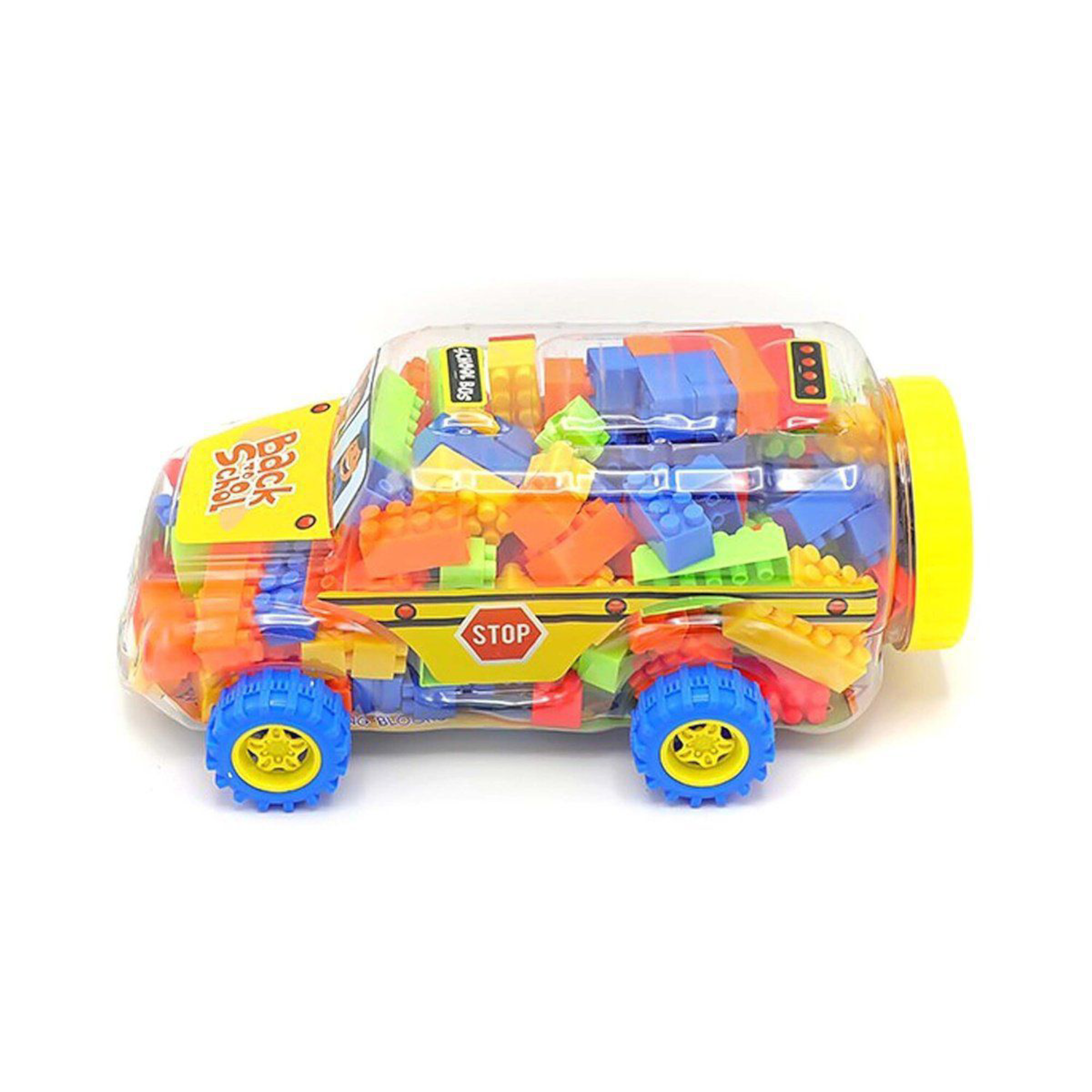 Back To School Car Shaped Container with Building Blocks