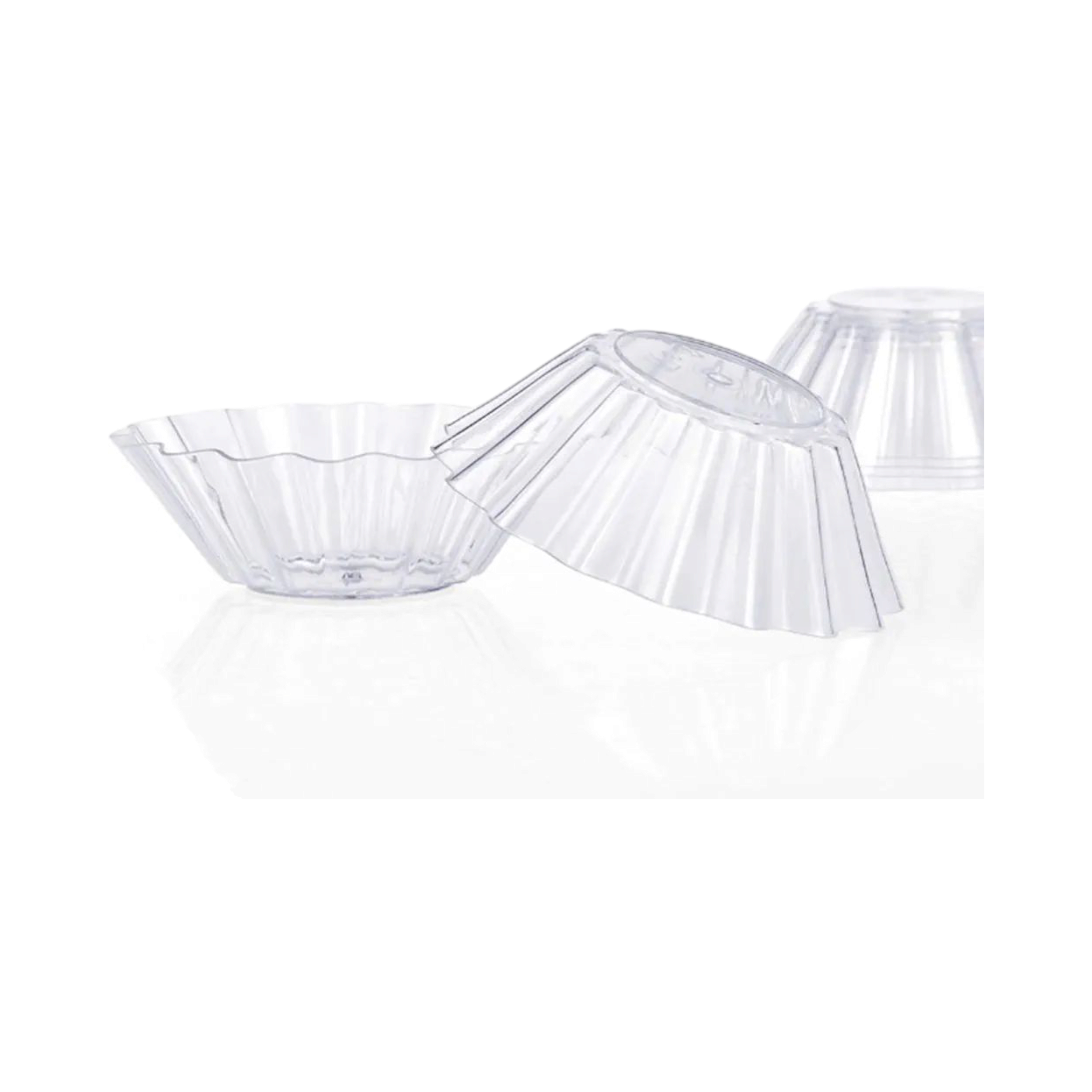 Acrylic Plastic Mini Fan Flair Scalloped Dessert Dish 42ml 10Pcs 7x3.9x2cm