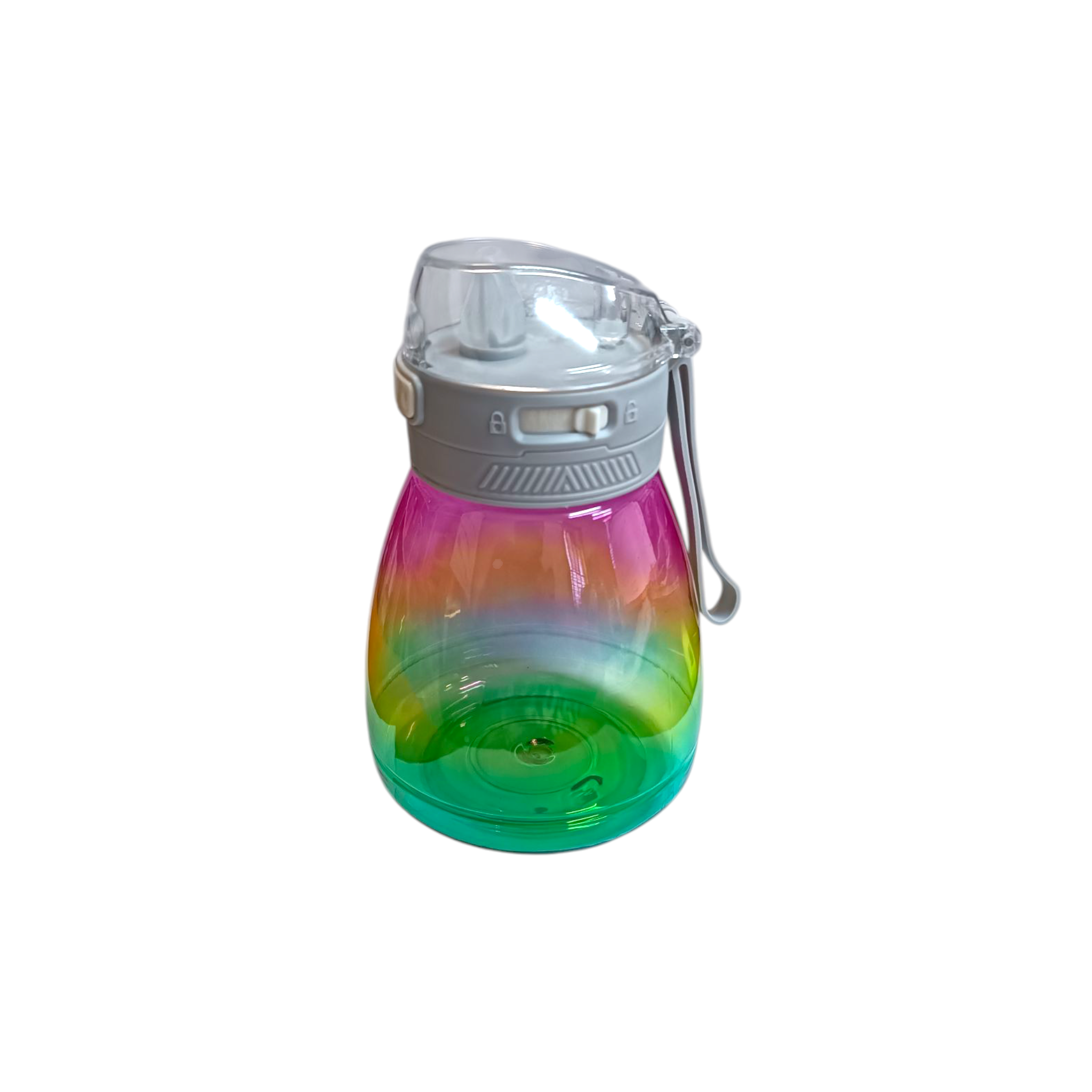 Multicolour Plastic Water Drinking Bottle with Straw 11x17cm