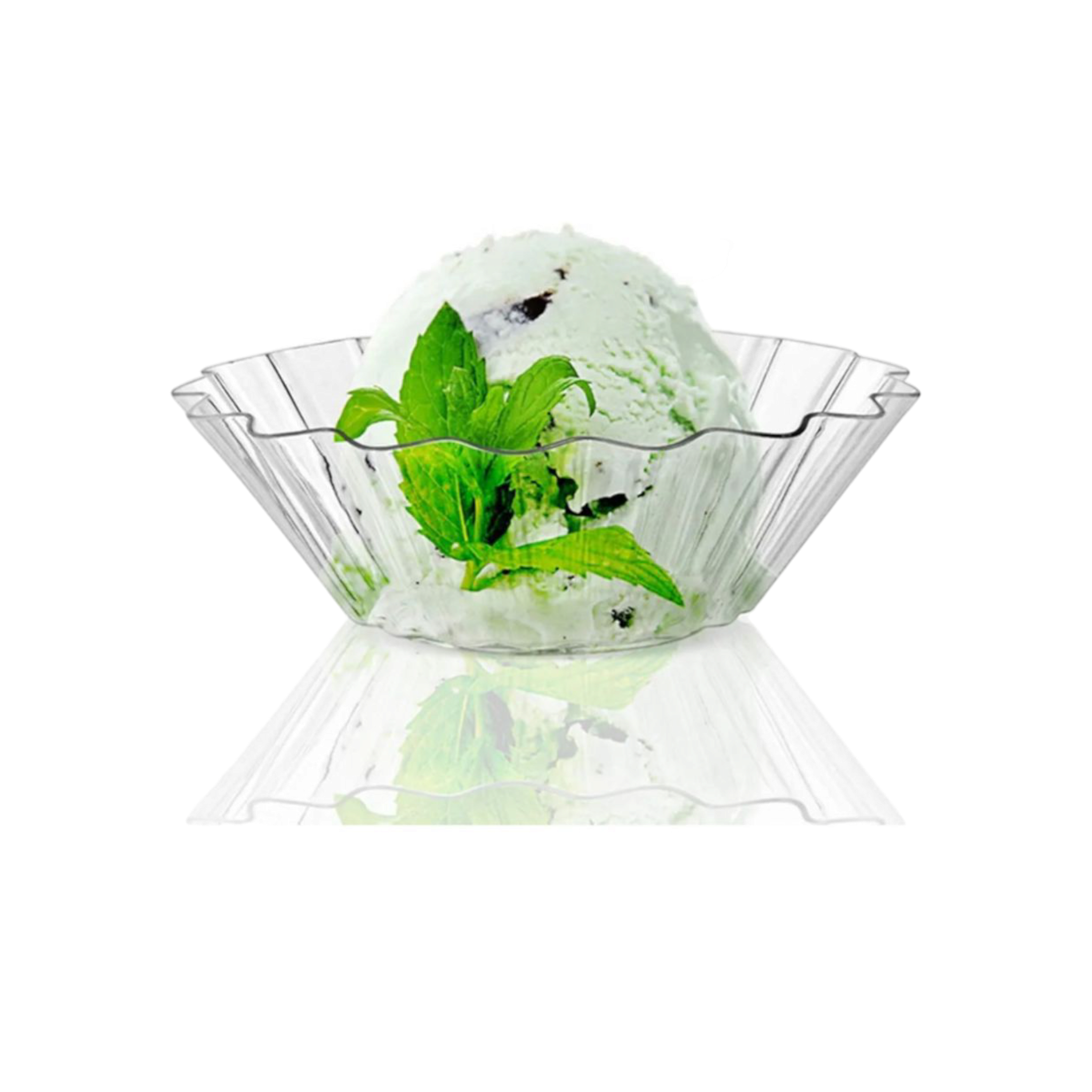 Acrylic Plastic Mini Fan Flair Scalloped Dessert Dish 42ml 10Pcs 7x3.9x2cm