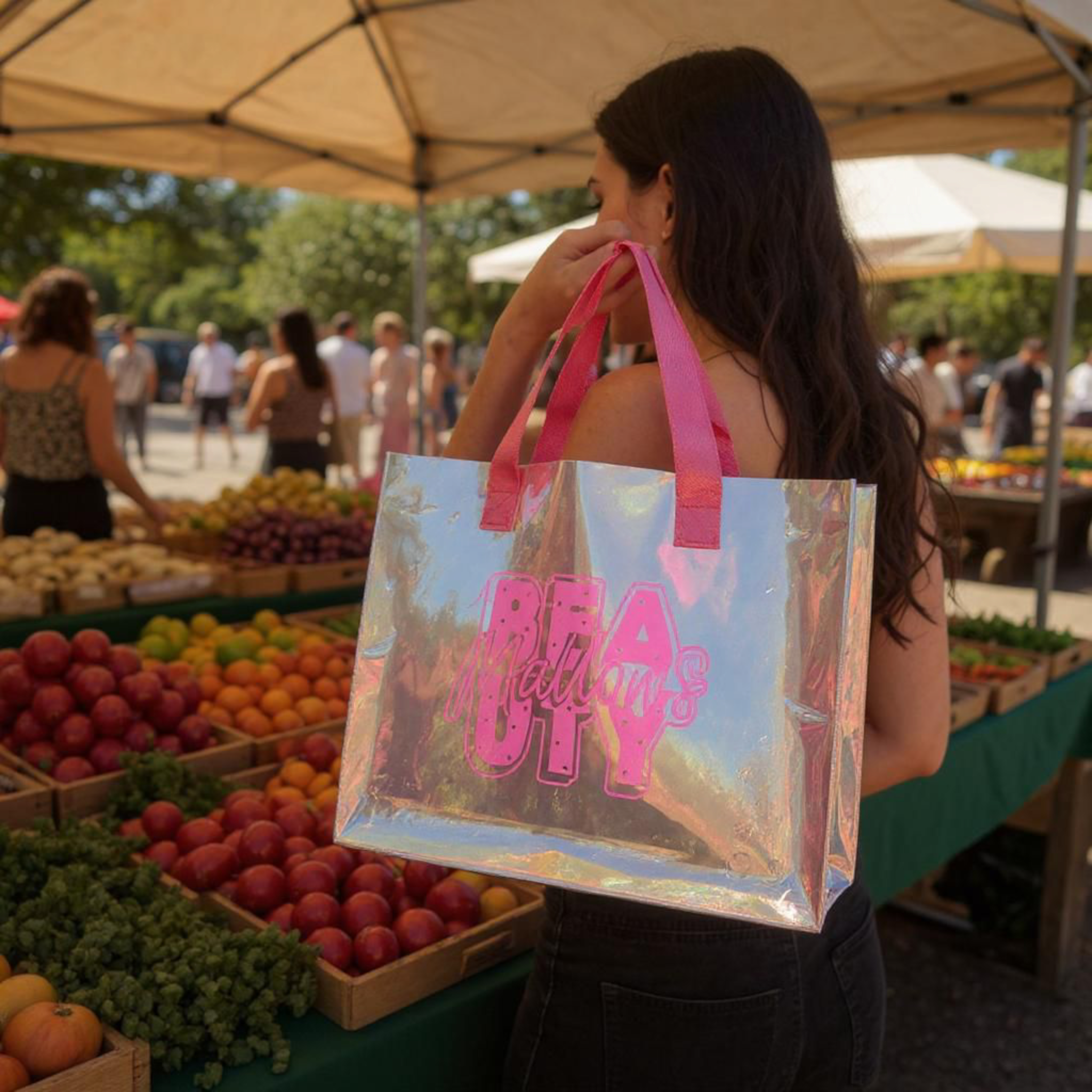 Mallows Beauty Holographic PVC Tote Bags 30x40cm