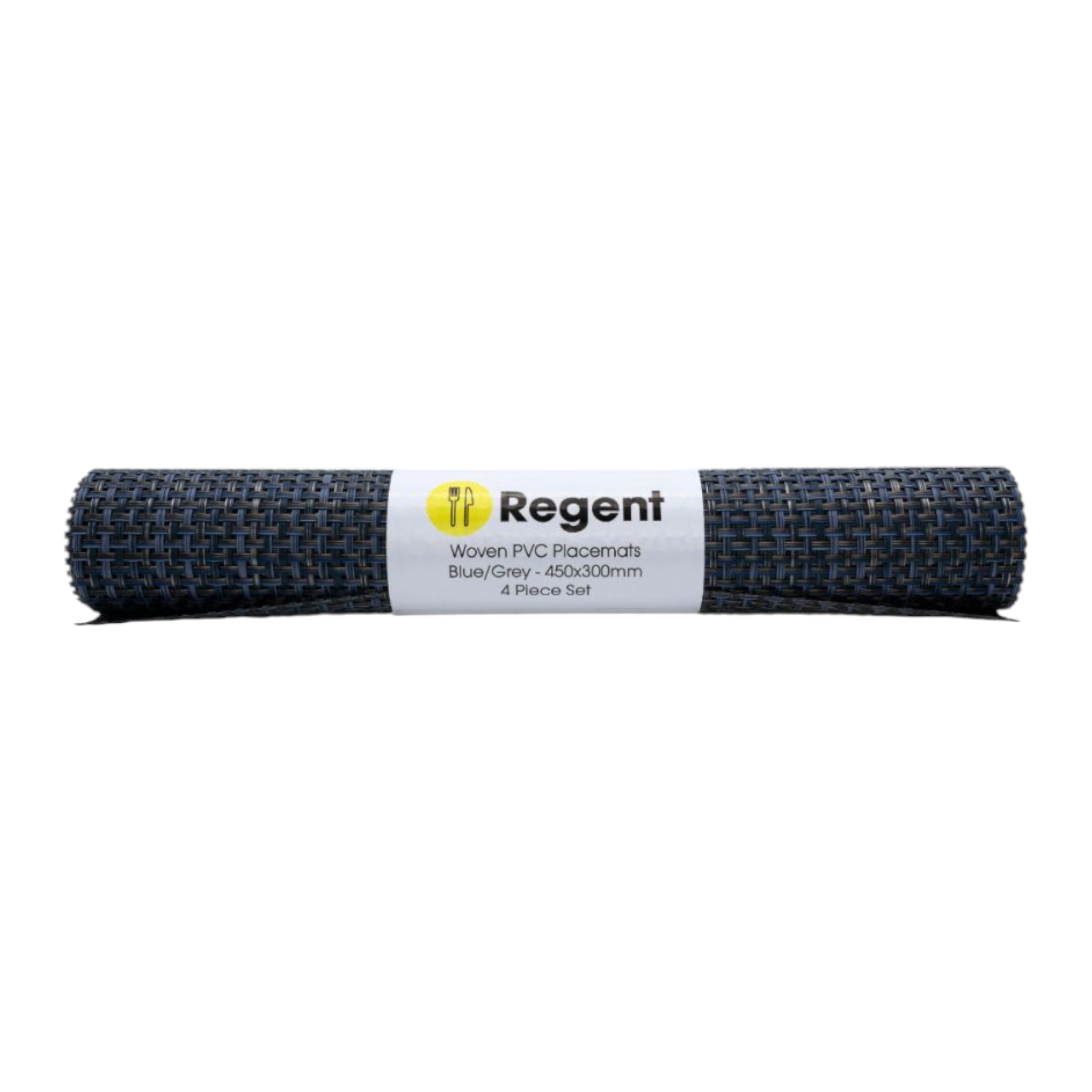 Regent Place Mats Woven Blue/Grey PVC 4pack