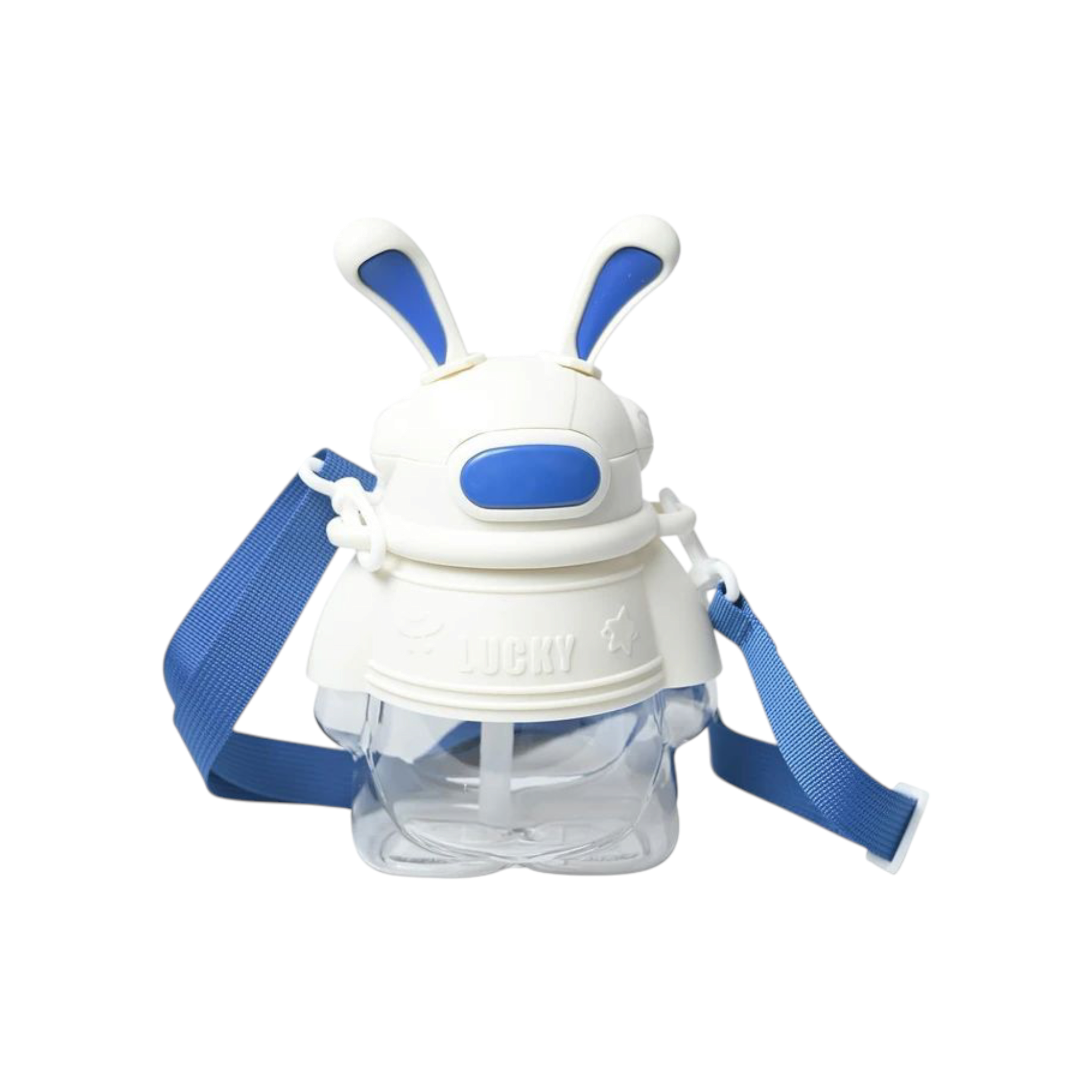 750ml Space Rabbit Cartoon Sports Water Bottle with Anti Drop Straw