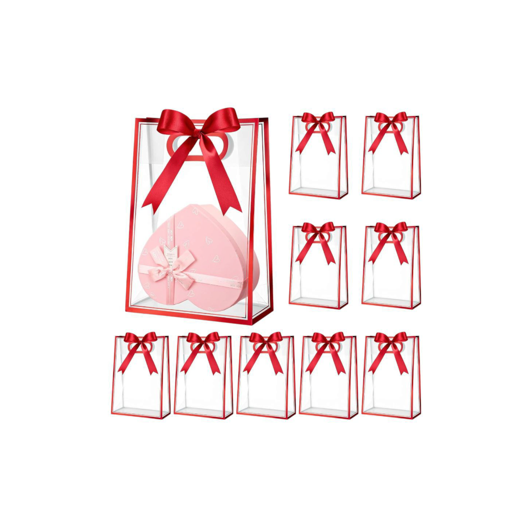PVC Boutique Gift Shopping Bags with Color Border & Die Cut Handle 35x24x10cm