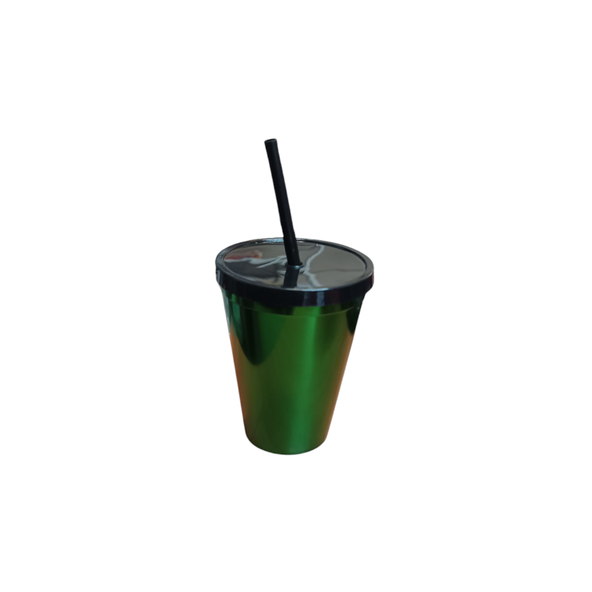 420ml Reusable Metallic Drinking Cup Tumbler with Lid & Straw
