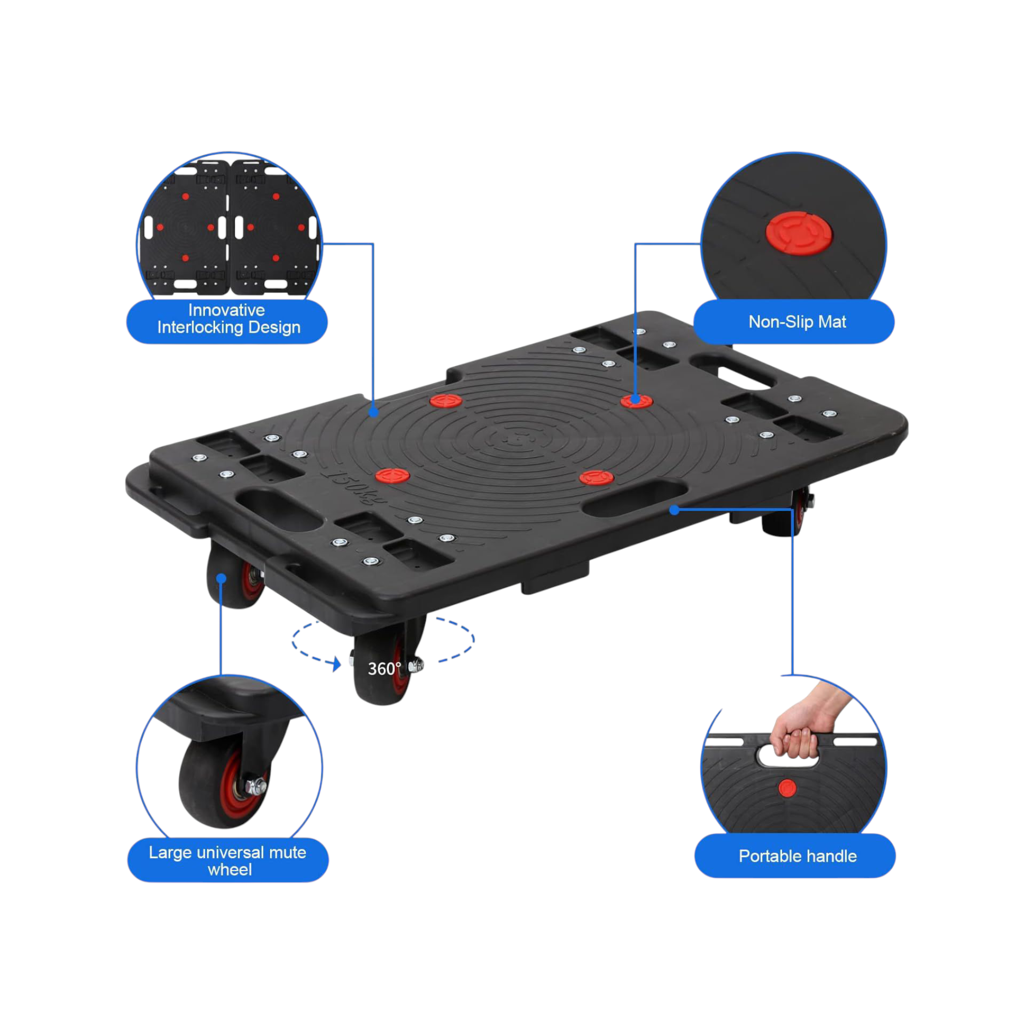 Dolly Trolley 600x400mm 150kg Plastic