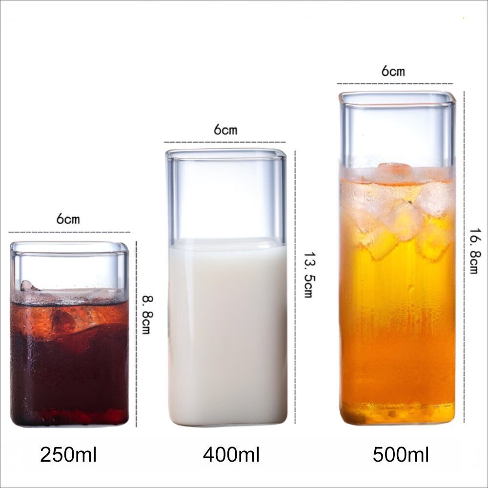 Borosilicate Square Glass Drinking Cup