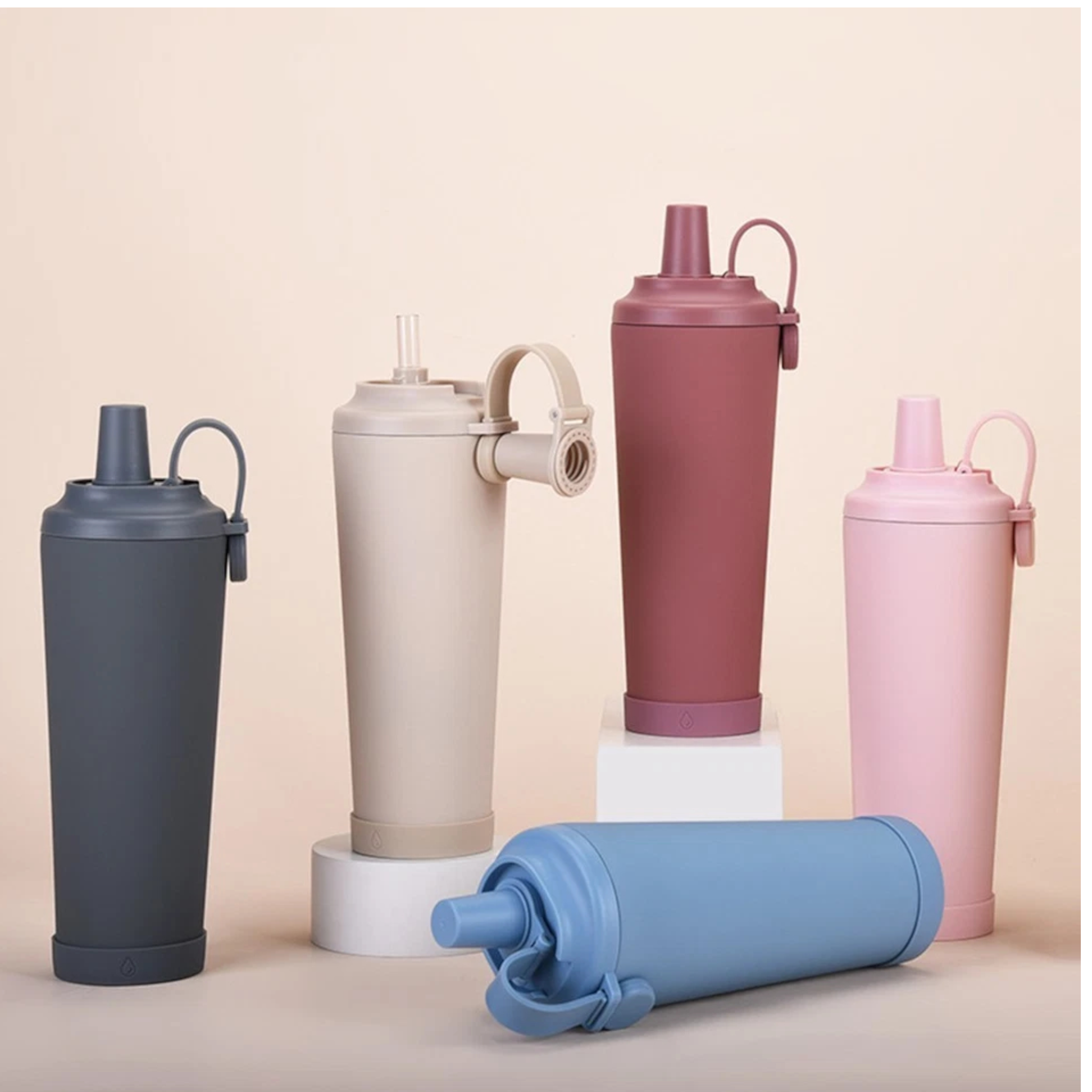 Portable Thermos Flask 830ml Stainless Steel with Ceramic Inner Liner - Stripe Straw & Magnetic Handle