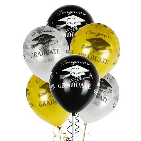 Congrats Graduation Latex Balloons 6pack