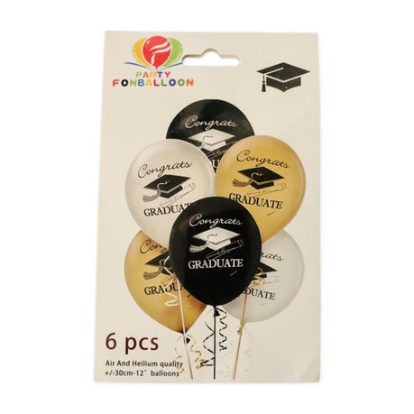 Congrats Graduation Latex Balloons 6pack