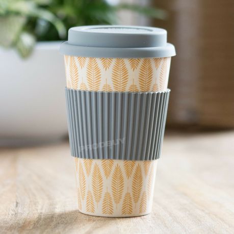 Bamboo Coffee Cup with Silicone Lid & Heat Grip Eco Friendly