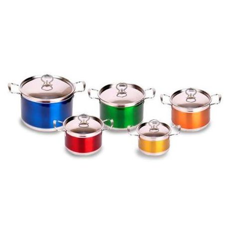 10-Piece Colorful Cooking Pot Set