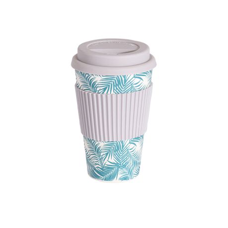 Bamboo Coffee Cup with Silicone Lid & Heat Grip Eco Friendly