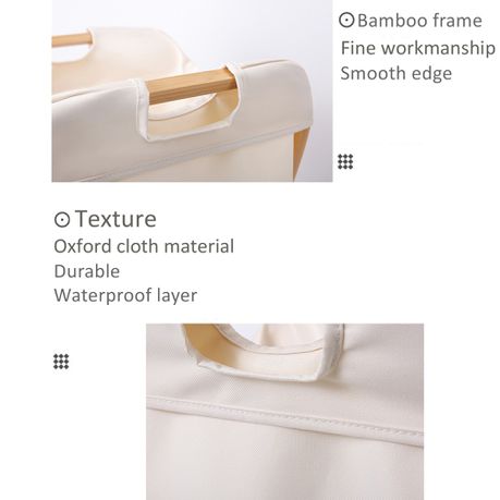 Fabric Laundry Bin Foldable Basket Square Beige Bamboo Legs 71x45x30cm 24100