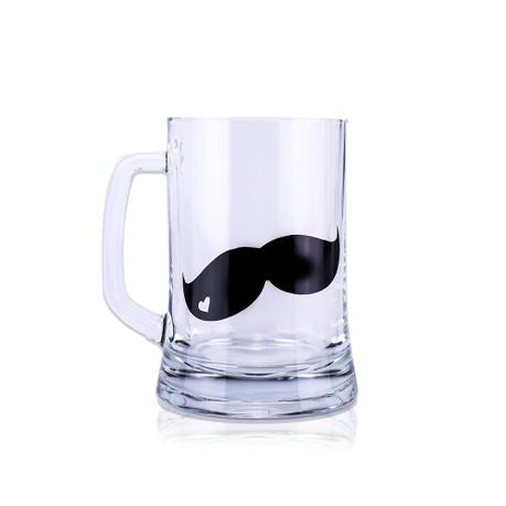 Pasabahce Glass Coffee Mug 500ml Moustache Decal 40082