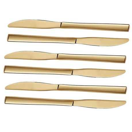 Stainless Steel Knife 6Pcs Square Gold Handle Colour CT793 GOLD