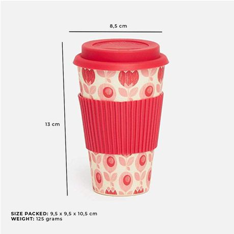 Bamboo Coffee Cup with Silicone Lid & Heat Grip Eco Friendly